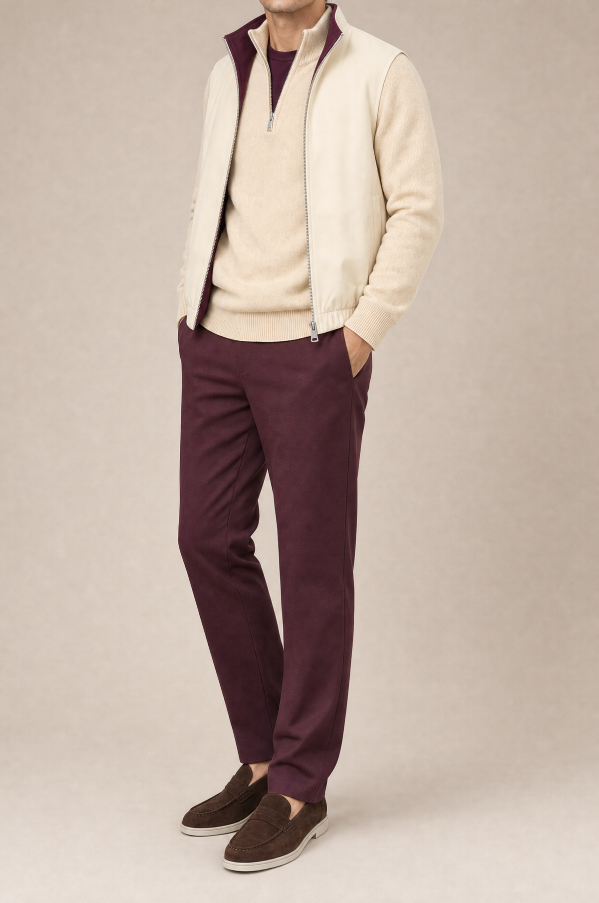 MILANO REVERSO AUTUMN SET – BORDEAUX & CREMA · QUARTER ZIP