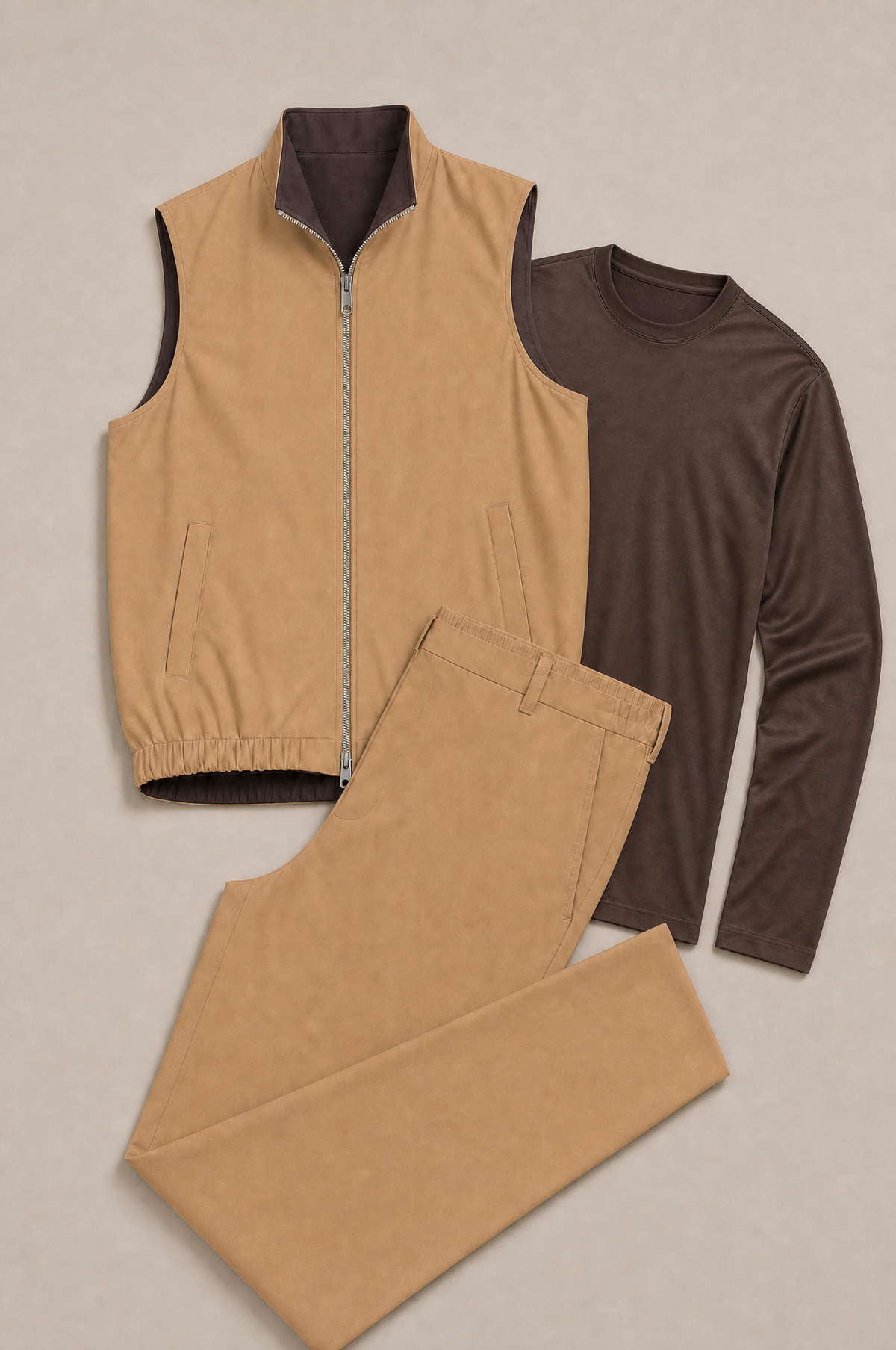 Milano Reverso Autumn Set Cammello & Marrone Long Sleeve flatlay