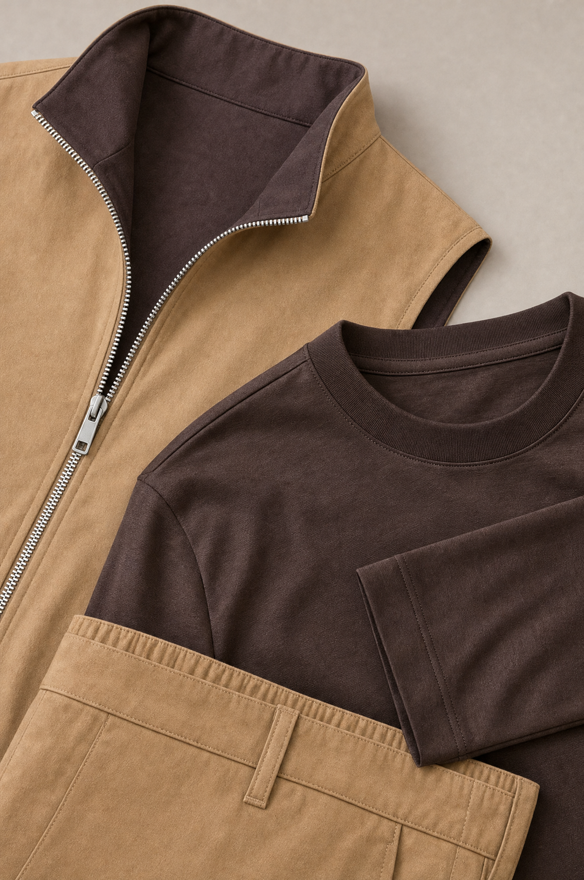 Milano Reverso Autumn Set Cammello & Marrone Long Sleeve macro