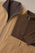 Milano Reverso Autumn Set Cammello & Marrone Quarter Zip macro