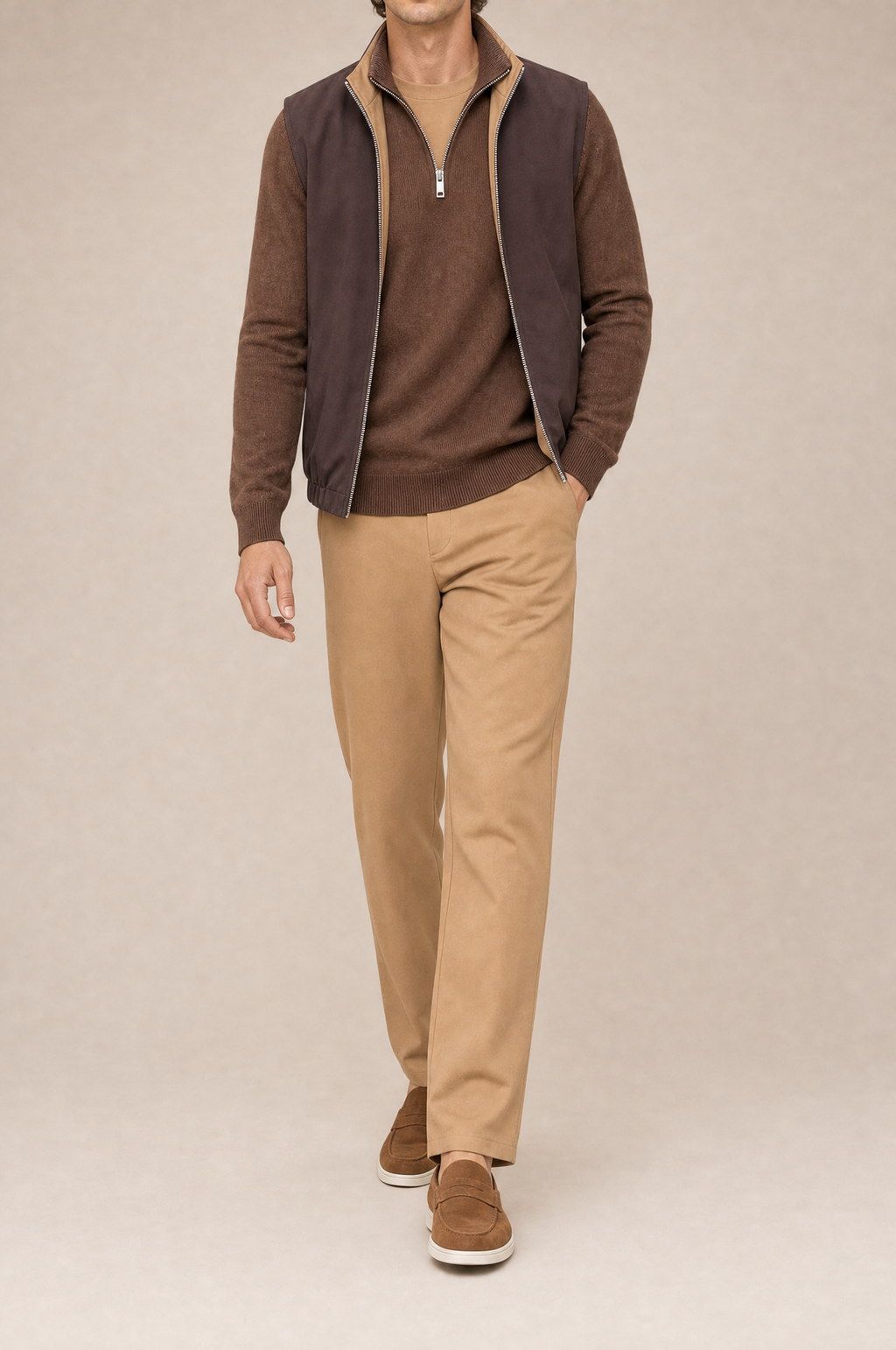 Milano Reverso Autumn Set Cammello & Marrone Quarter Zip reversed