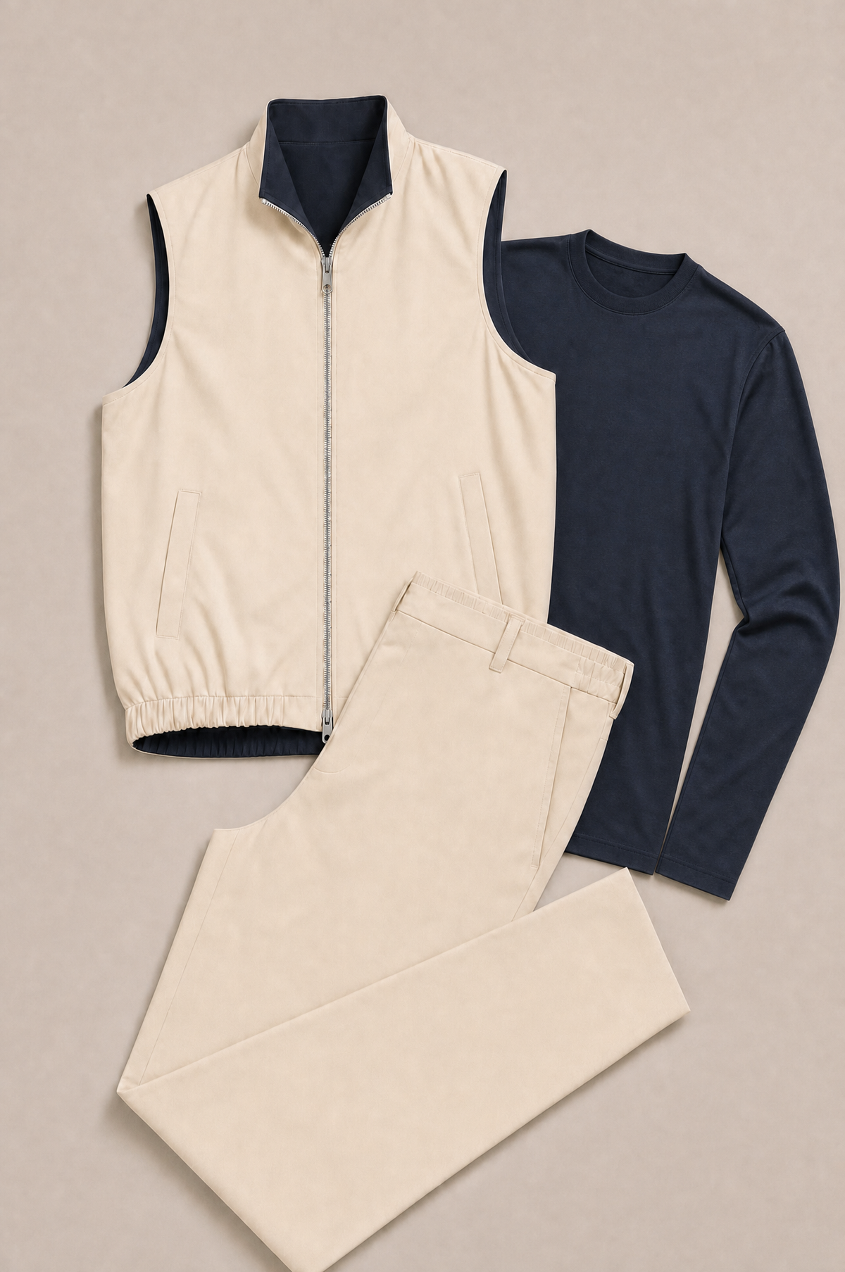 Milano Reverso Autumn Set Crema & Blu Long Sleeve flatlay