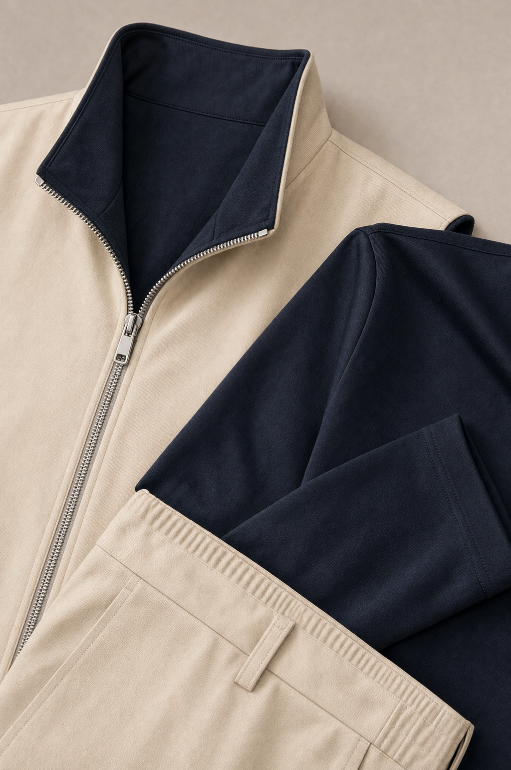 Milano Reverso Autumn Set Crema & Blu Long Sleeve macro