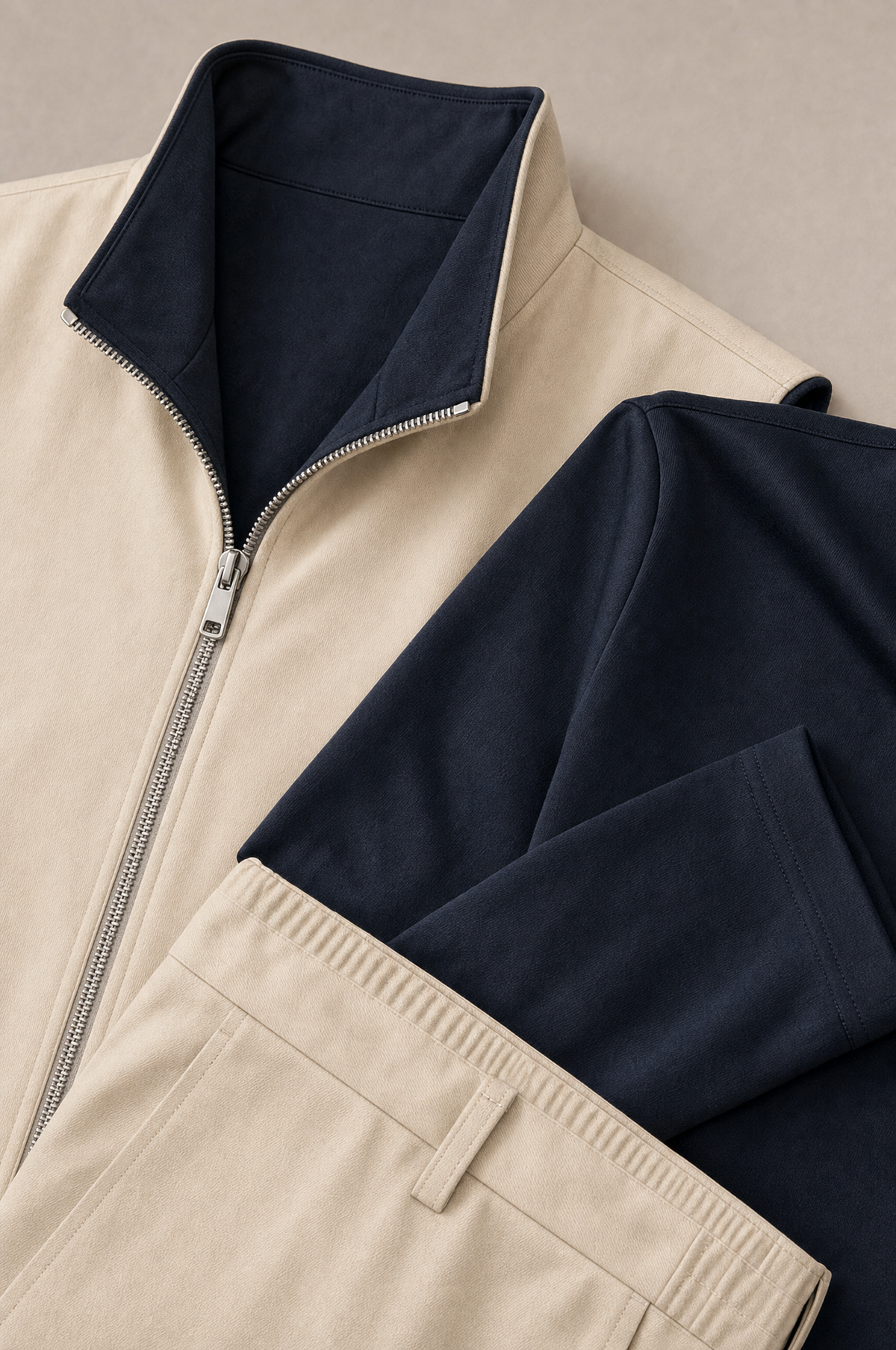 Milano Reverso Autumn Set Crema & Blu Long Sleeve macro