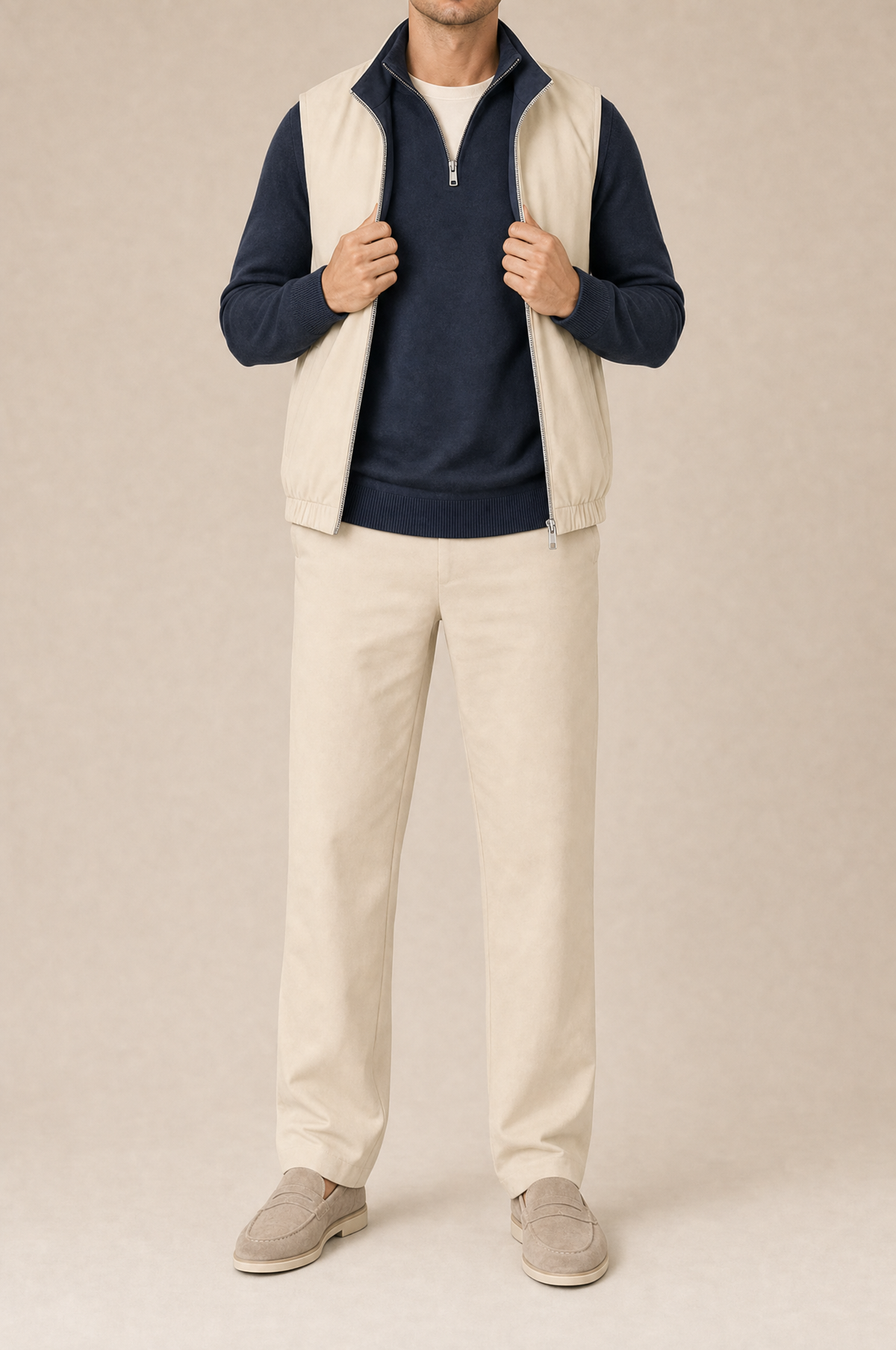 Milano Reverso Autumn Set Crema & Blu Quarter Zip front