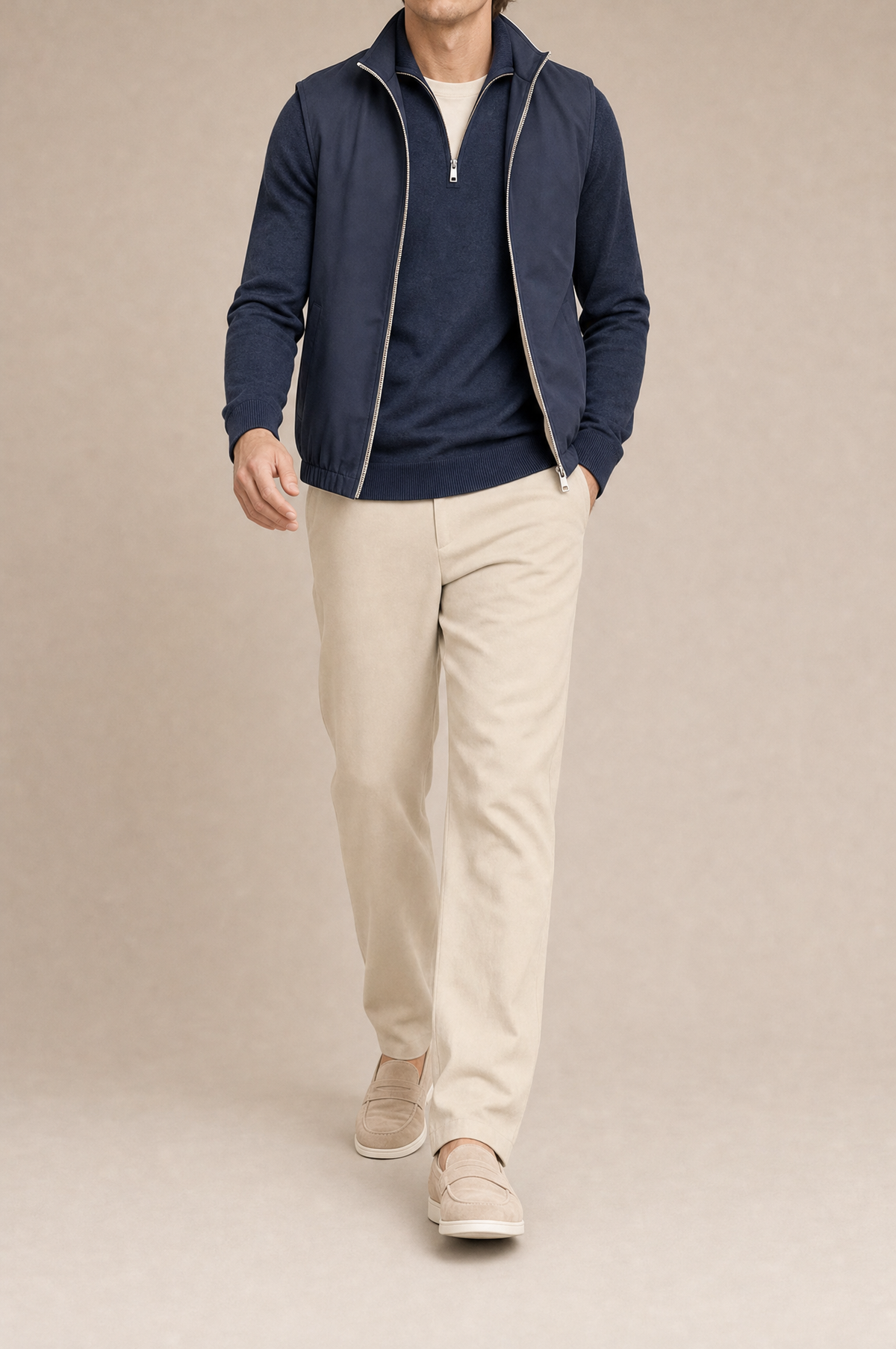 Milano Reverso Autumn Set Crema & Blu Quarter Zip reversed
