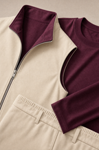 Milano Reverso Autumn Set Crema & Bordeaux Long Sleeve macro