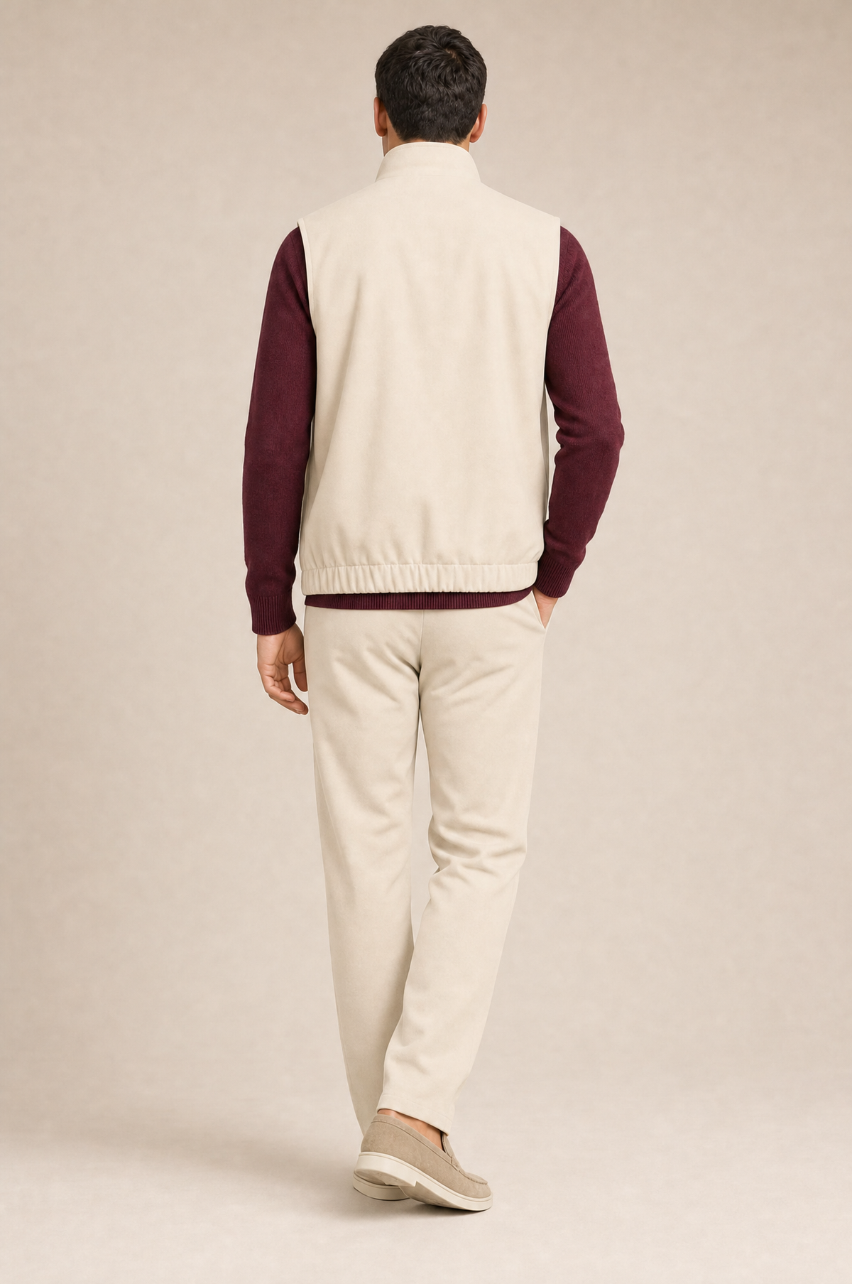 Milano Reverso Autumn Set Crema & Bordeaux Quarter Zip back