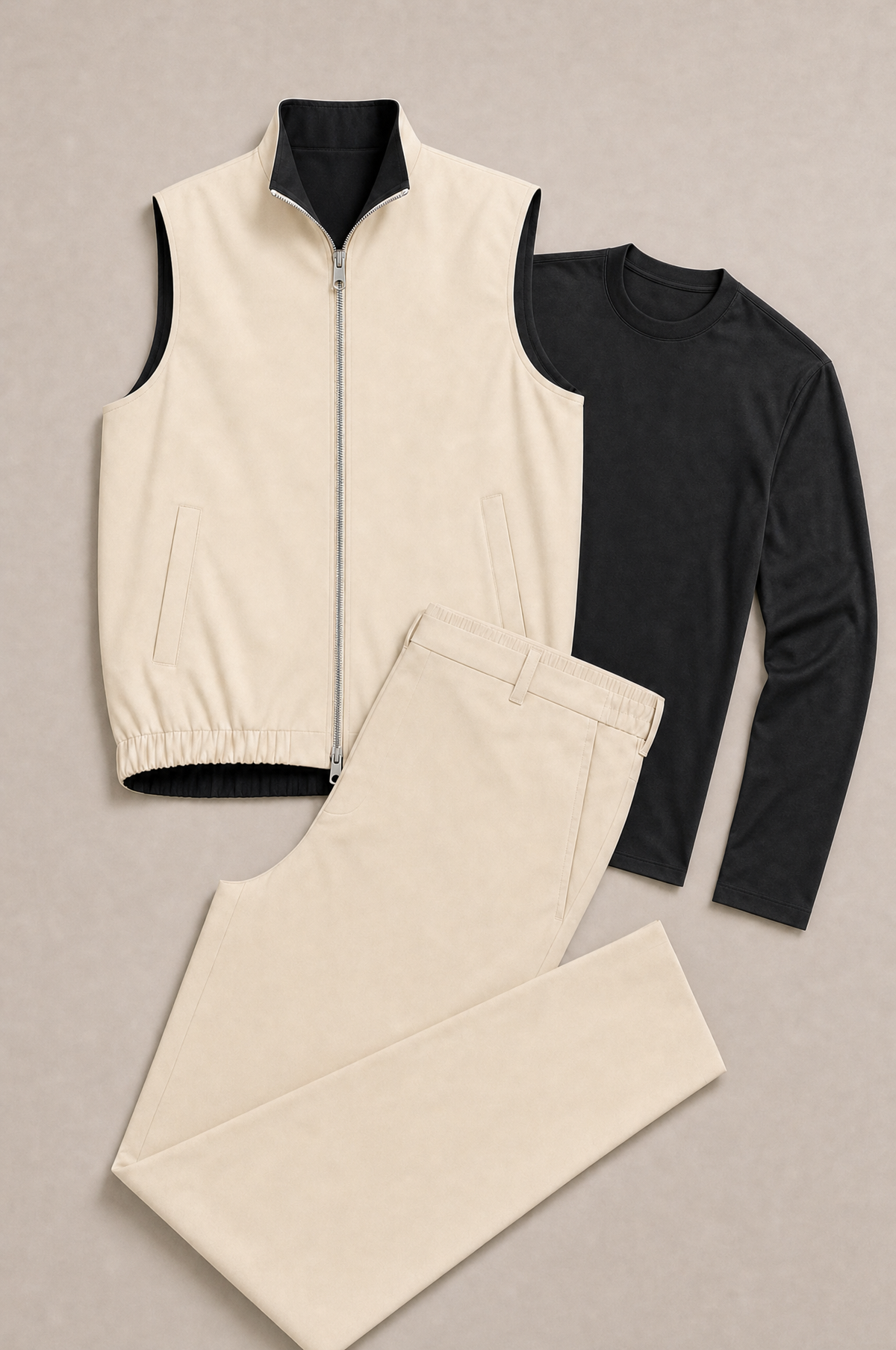Milano Reverso Autumn Set Crema & Nero Long Sleeve flatlay
