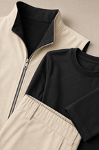 Milano Reverso Autumn Set Crema & Nero Long Sleeve macro