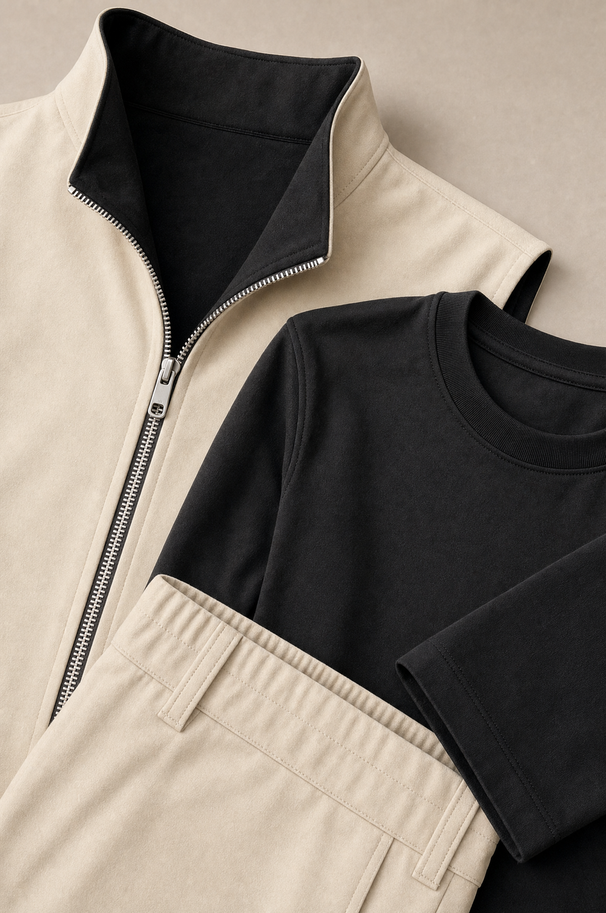 Milano Reverso Autumn Set Crema & Nero Long Sleeve macro