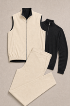 Milano Reverso Autumn Set Crema & Nero Quarter Zip flat-lay