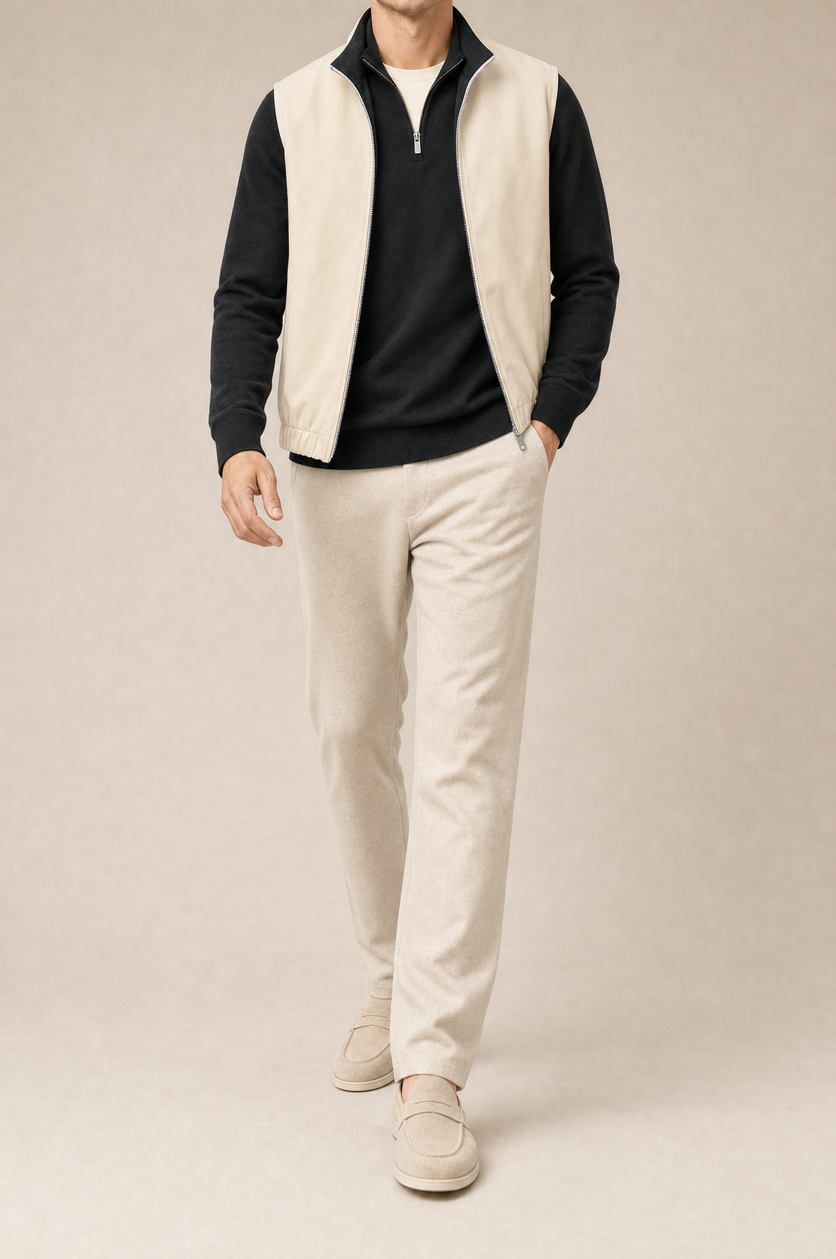 Milano Reverso Autumn Set Crema & Nero Quarter Zip front