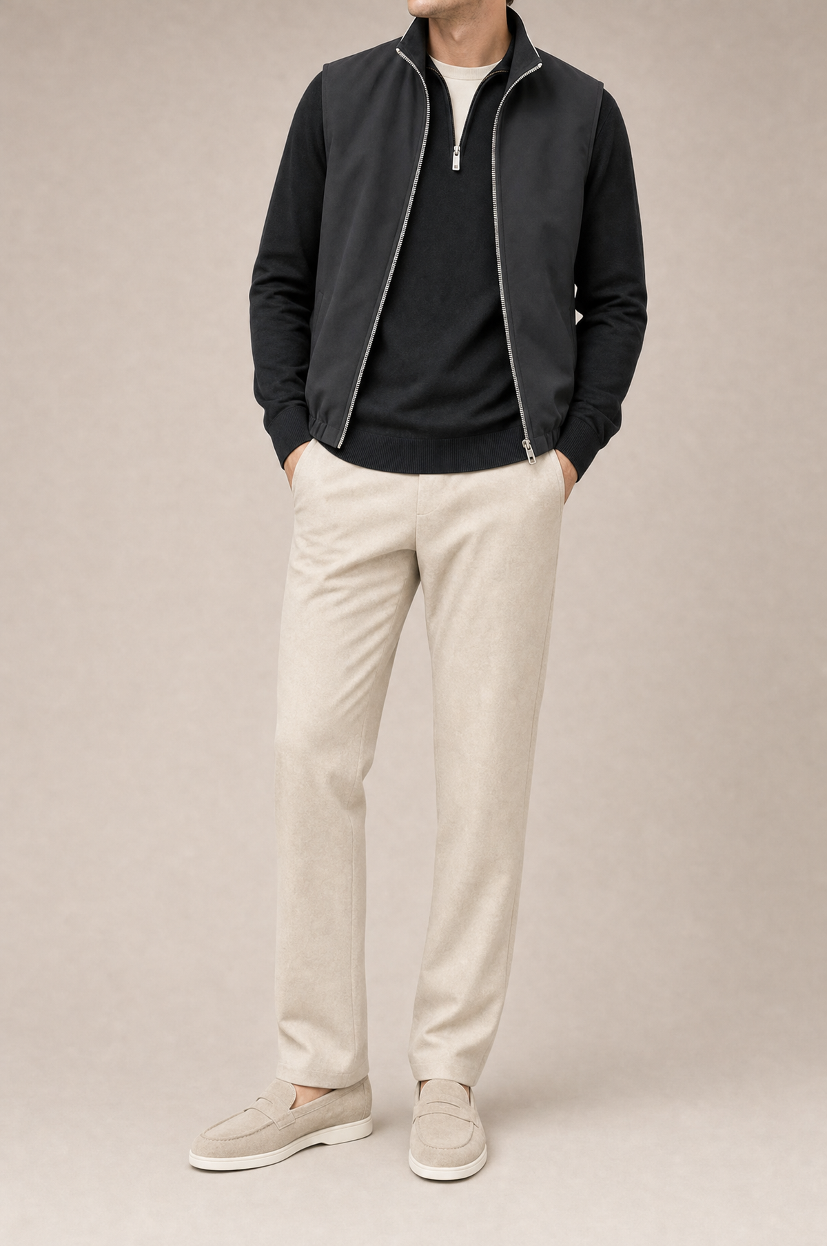 Milano Reverso Autumn Set Crema & Nero Quarter Zip reversed