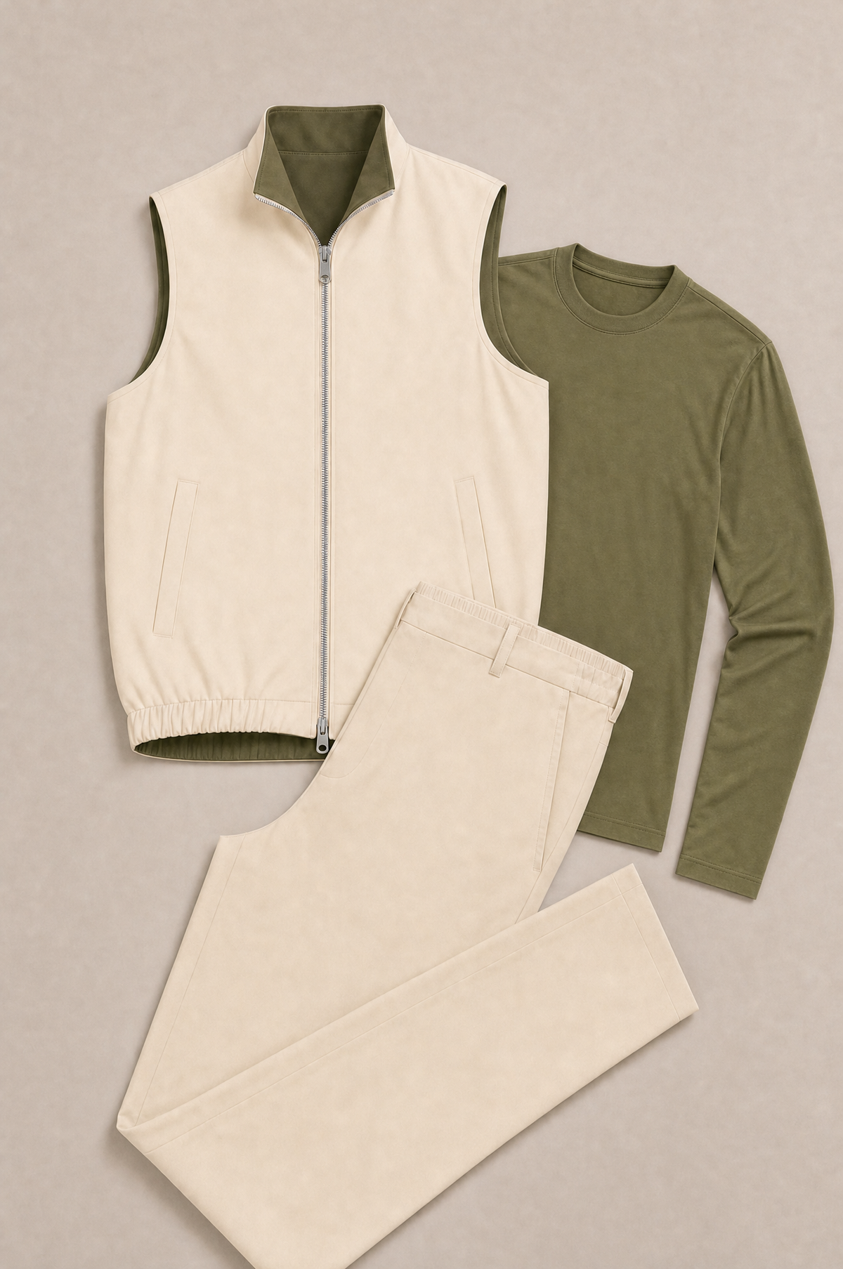 Milano Reverso Autumn Set Crema & Oliva Long Sleeve flatlay