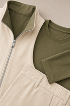 Milano Reverso Autumn Set Crema & Oliva Long Sleeve macro