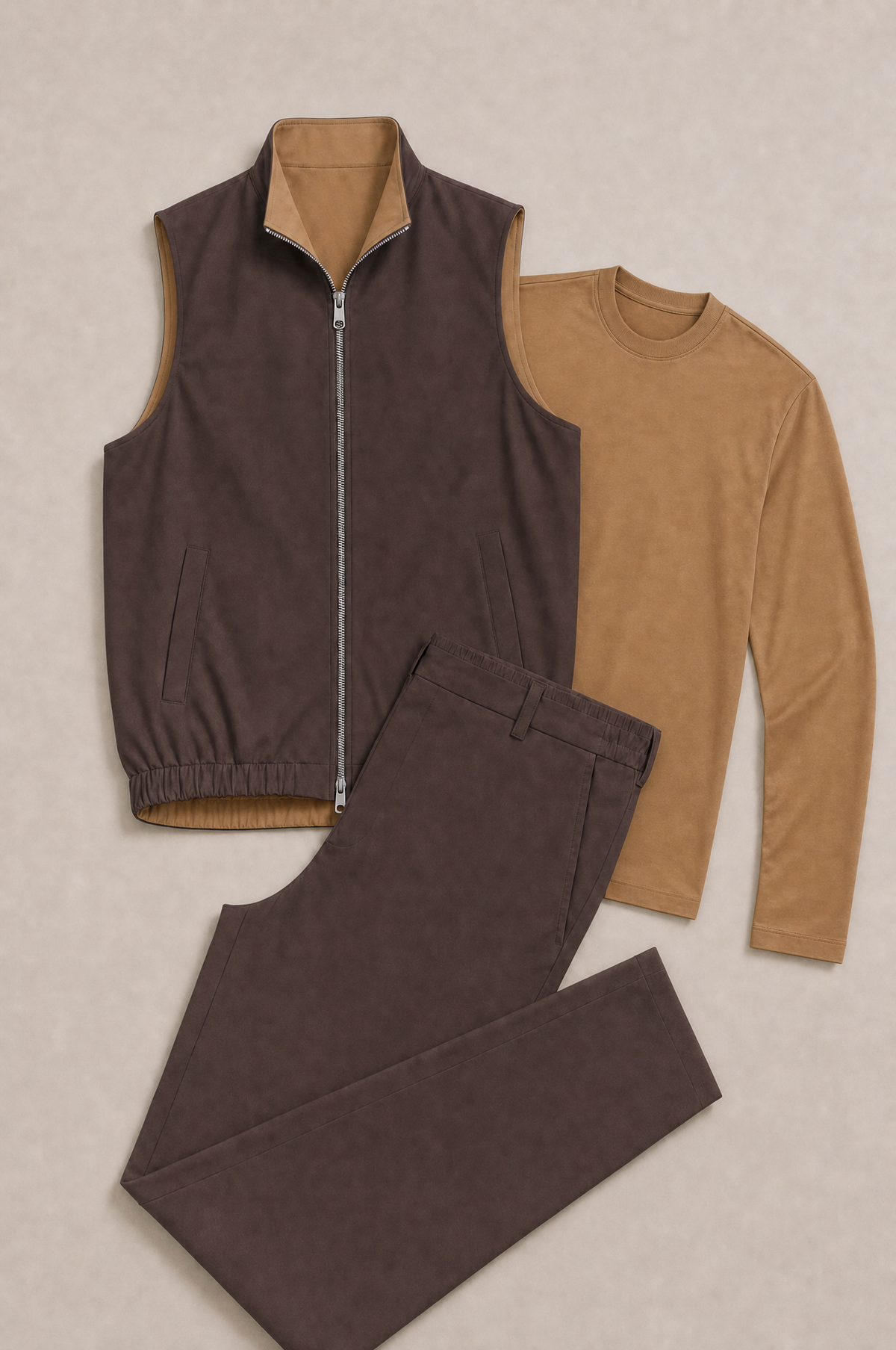 Milano Reverso Autumn Set Marrone & Cammello Long Sleeve flatlay
