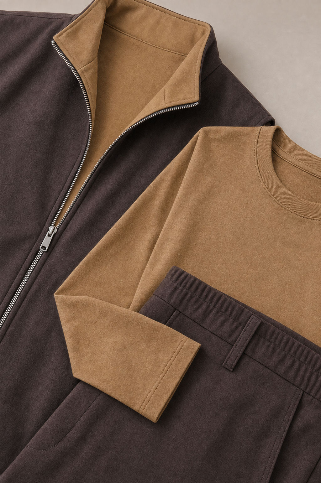 Milano Reverso Autumn Set Marrone & Cammello Long Sleeve macro