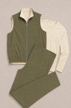 Milano Reverso Autumn Set Oliva & Crema Long Sleeve flatlay