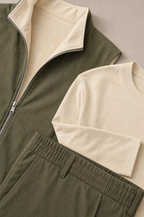 Milano Reverso Autumn Set Oliva & Crema Long Sleeve macro