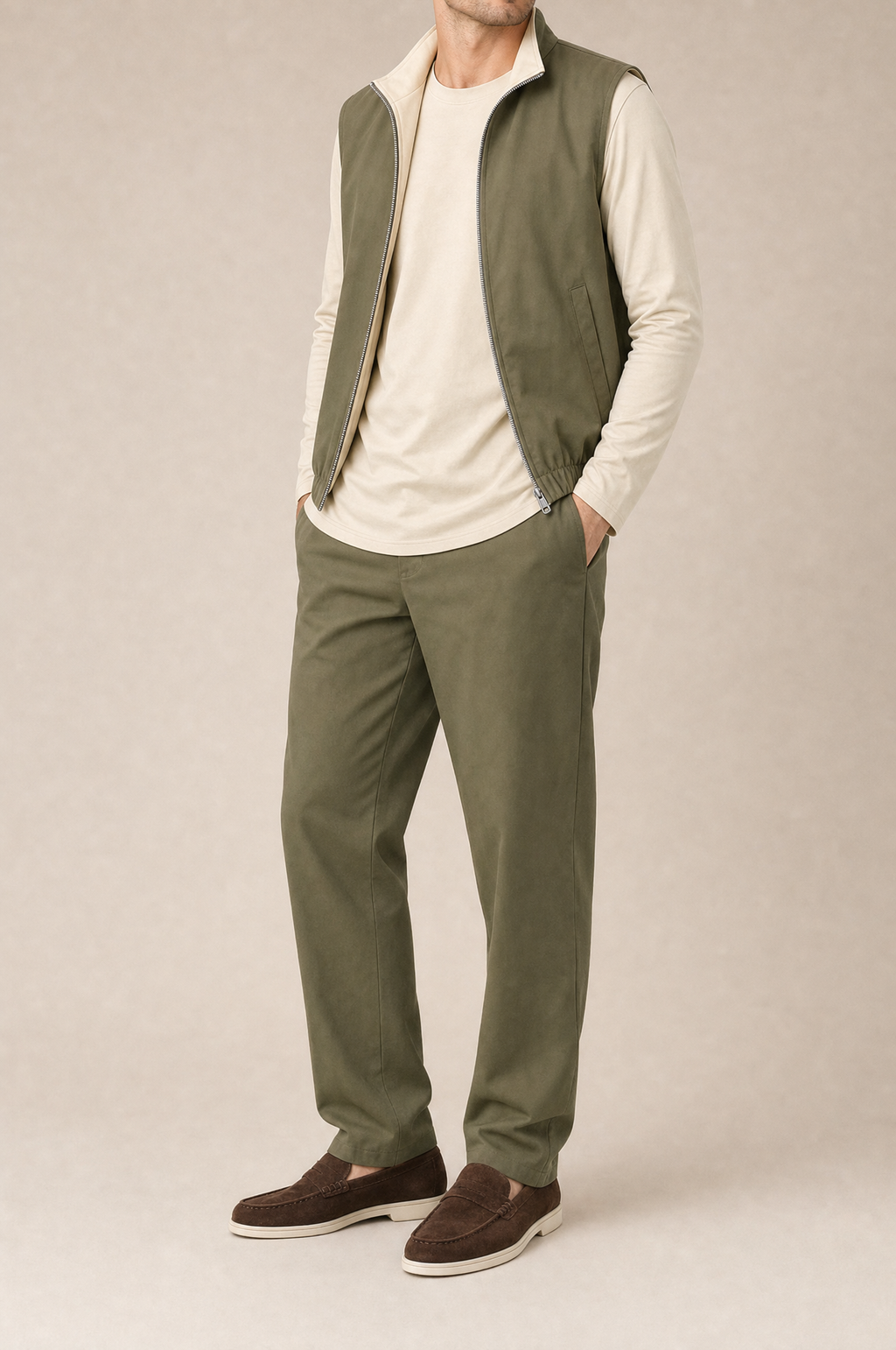 Milano Reverso Autumn Set Oliva & Crema Long Sleeve front