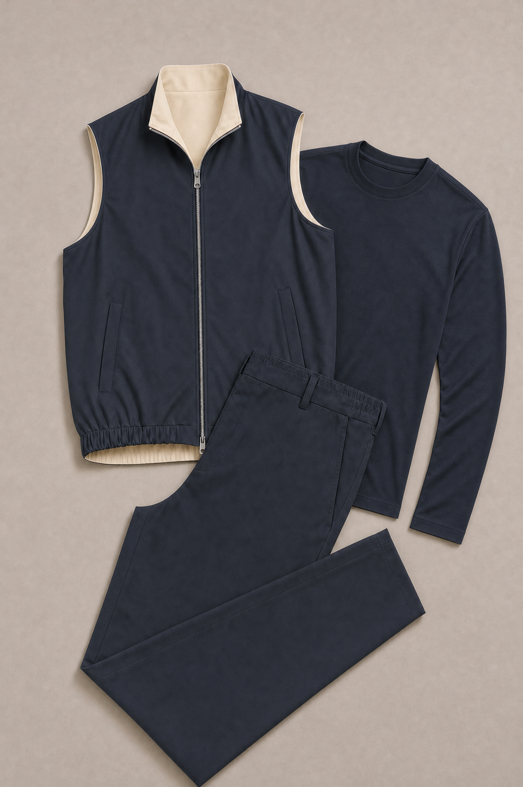 Milano Reverso Autumn Set Total Blu Long Sleeve flatlay