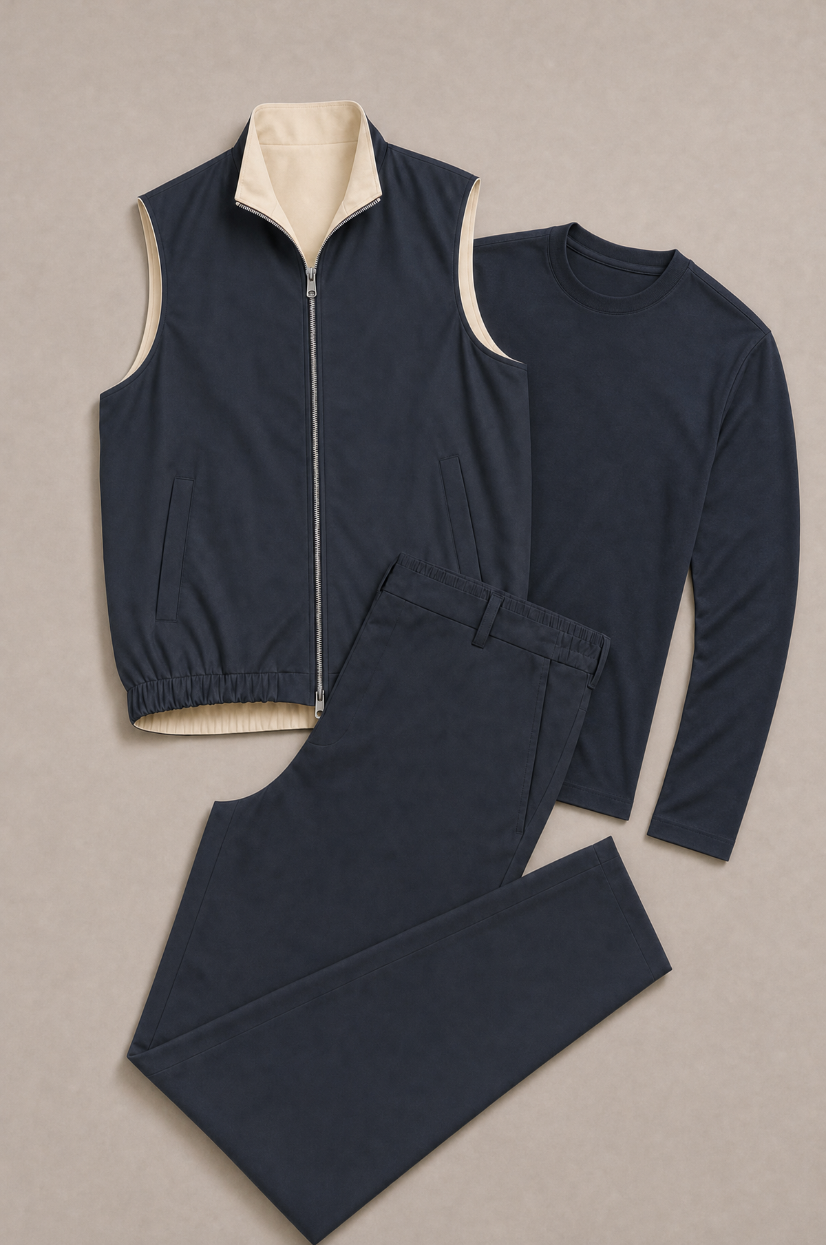 Milano Reverso Autumn Set Total Blu Long Sleeve flatlay