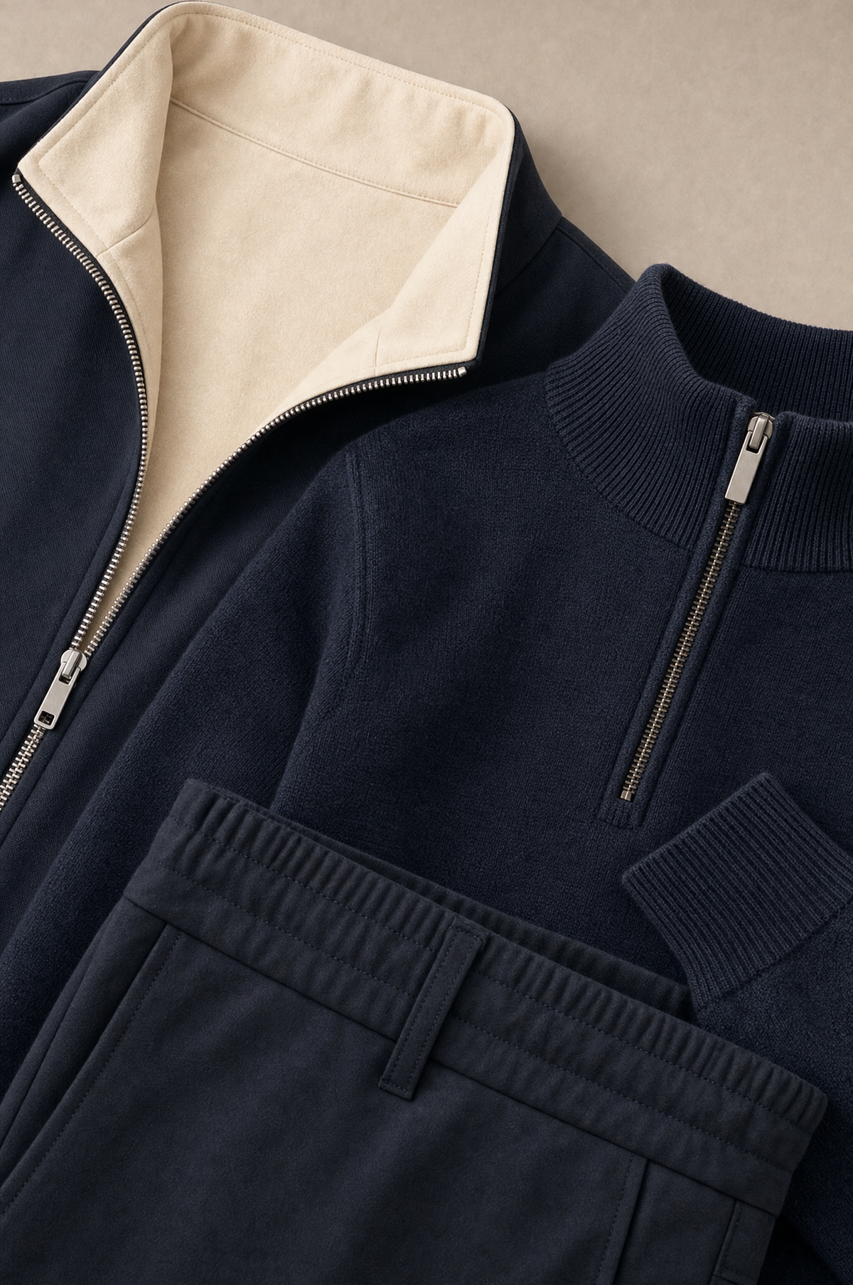 Milano Reverso Autumn Set Total Blu Quarter Zip macro