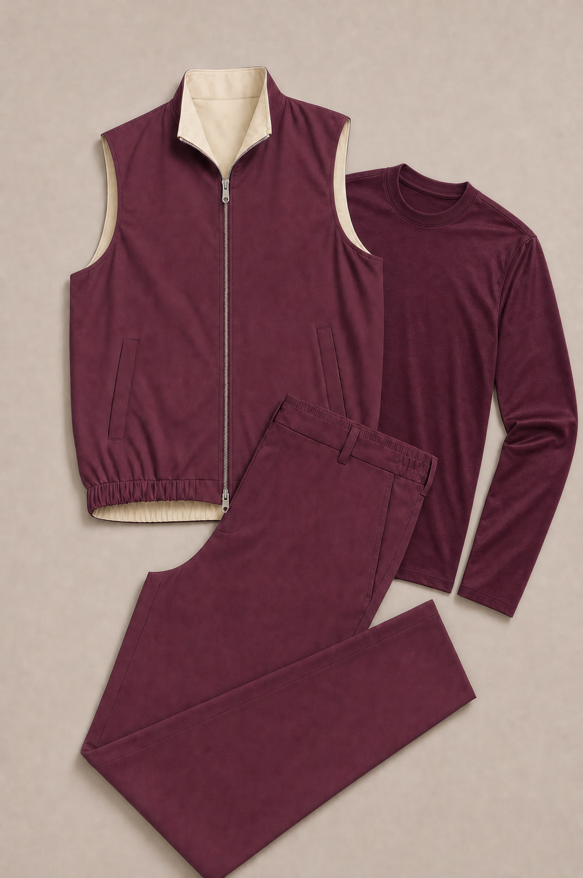 Milano Reverso Autumn Set Total Bordeaux Long Sleeve flatlay