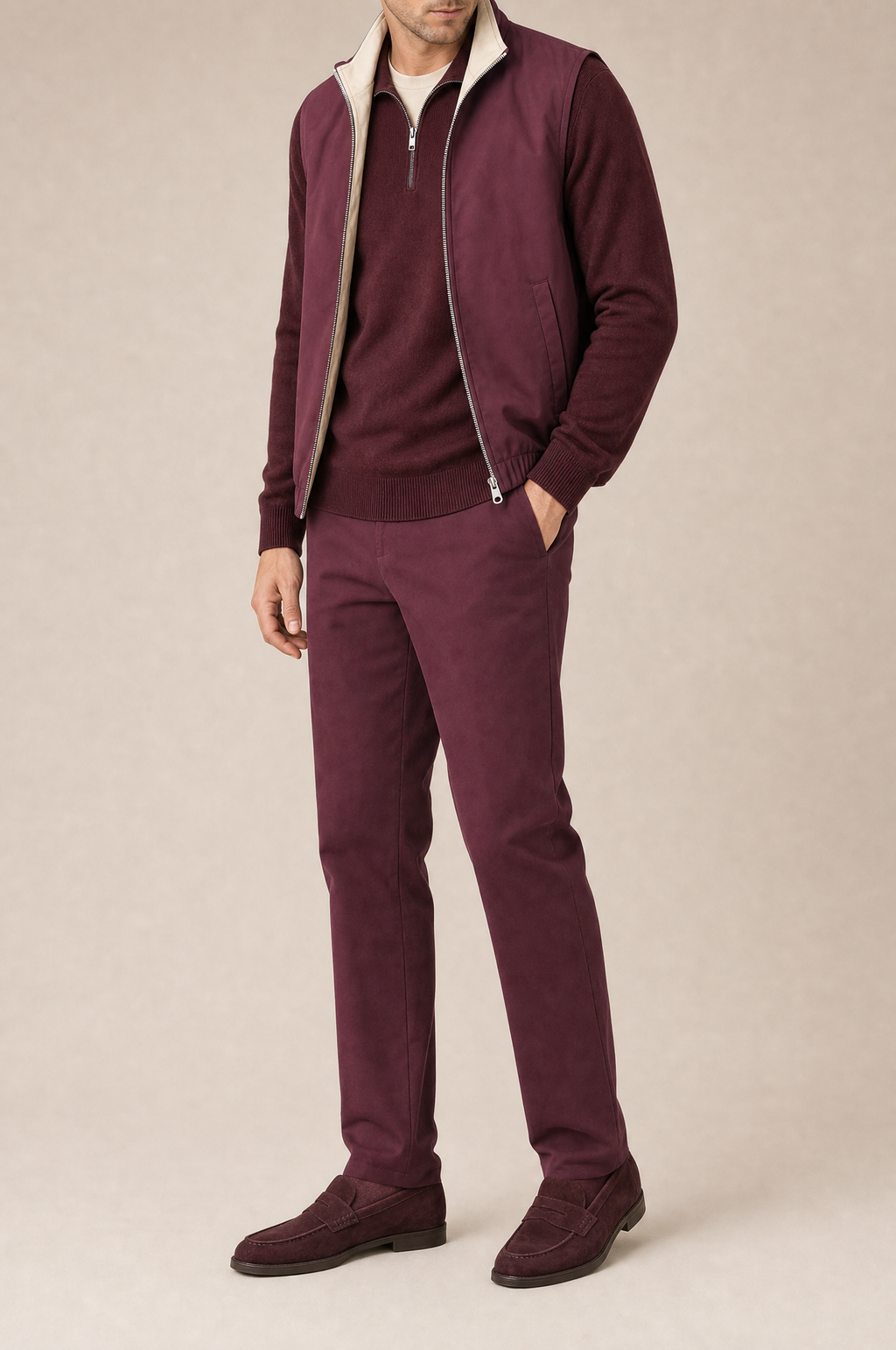 Milano Reverso Autumn Set Total Bordeaux Quarter Zip front