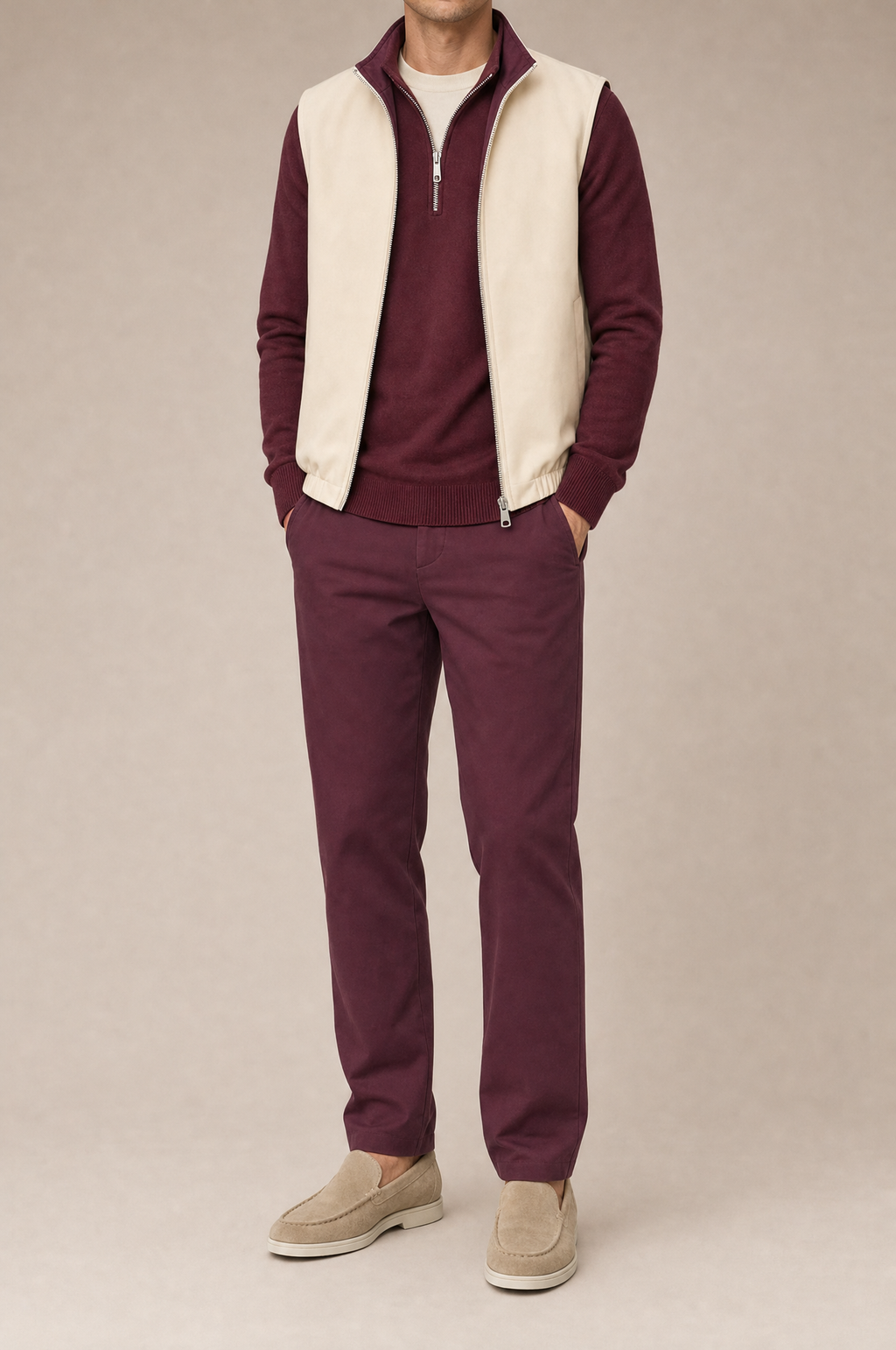 Milano Reverso Autumn Set Total Bordeaux Quarter Zip reversed