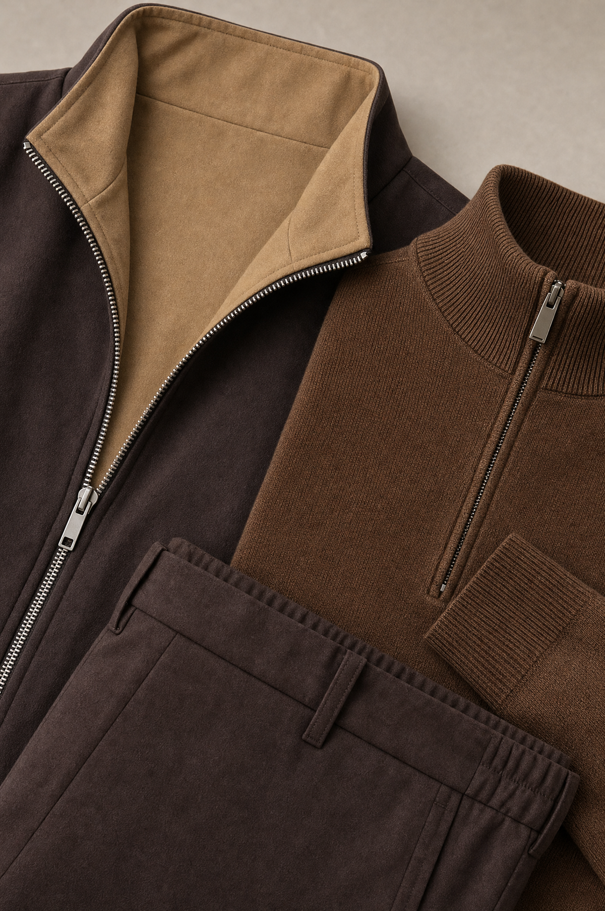 Milano Reverso Autumn Set Total Marrone Quarter Zip macro