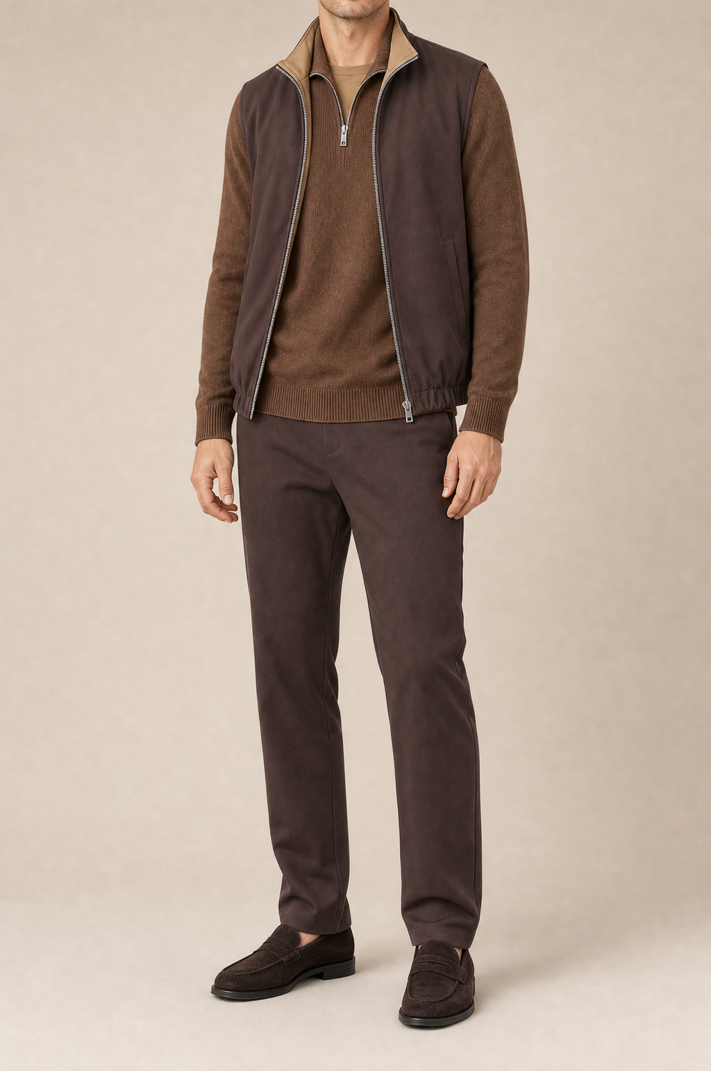 Milano Reverso Autumn Set Total Marrone Quarter Zip front