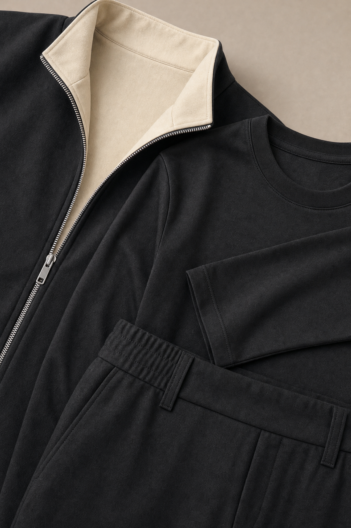 Milano Reverso Autumn Set Total Nero Long Sleeve macro