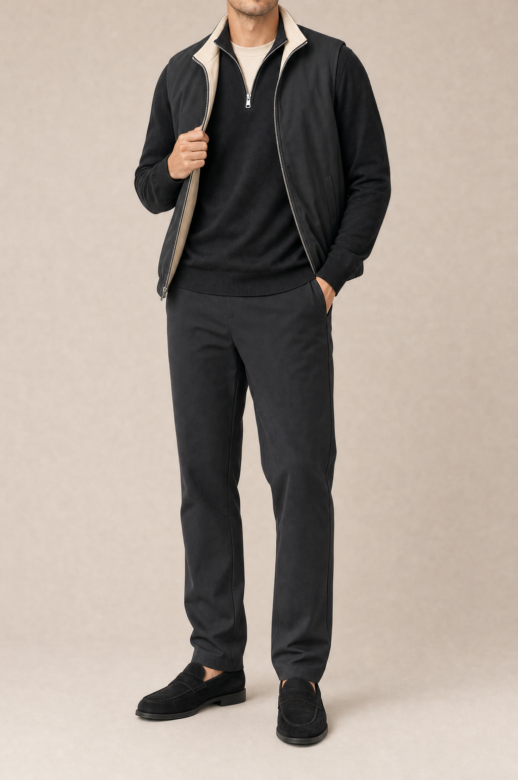 Milano Reverso Autumn Set Total Nero Quarter Zip front