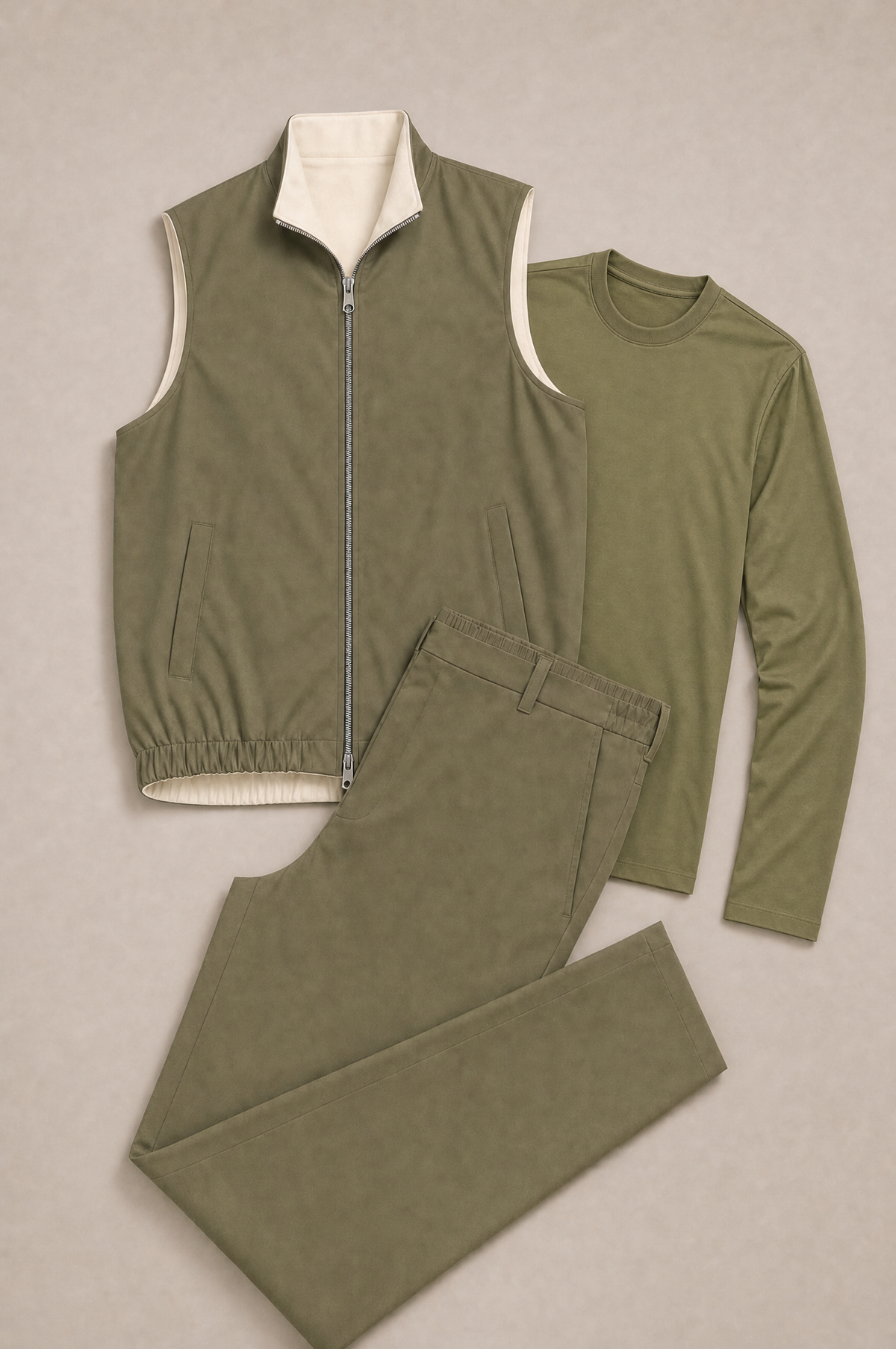 Milano Reverso Autumn Set Total Oliva Long Sleeve flatlay