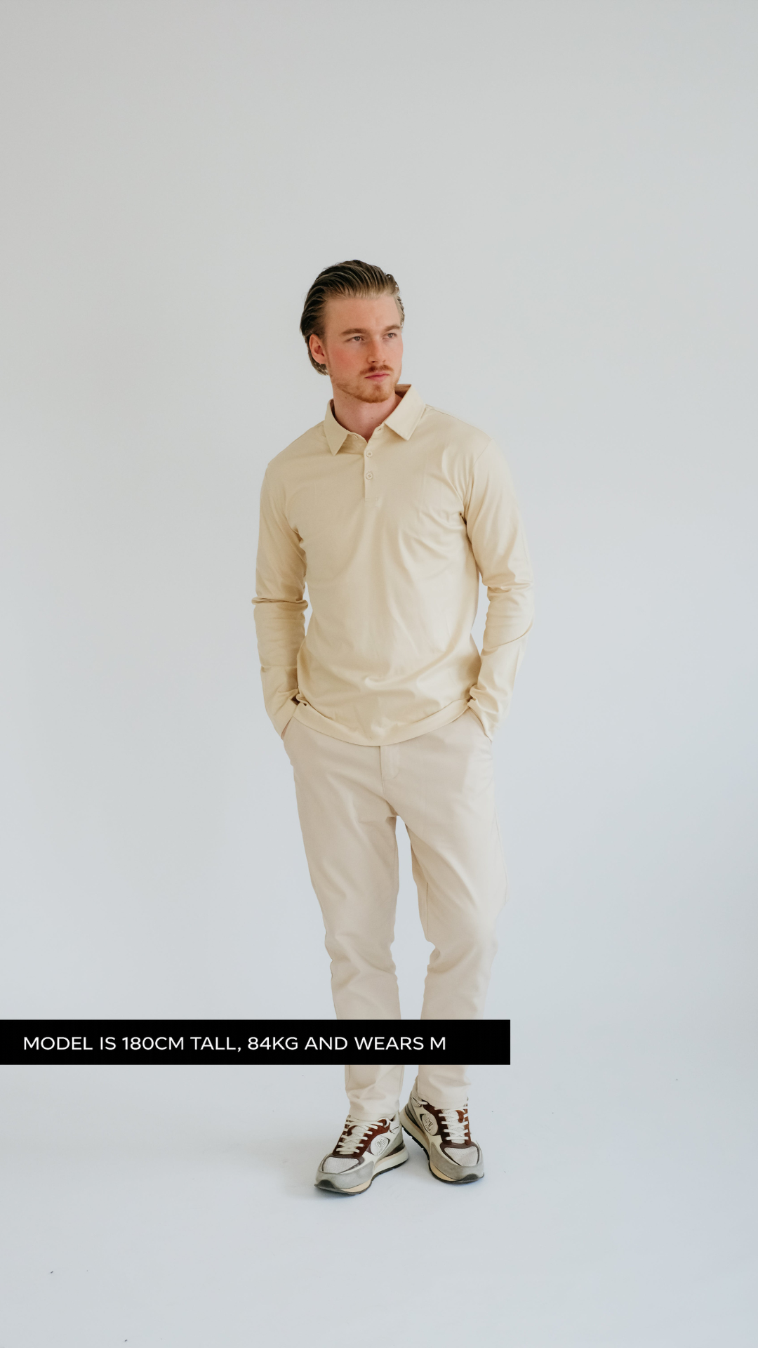 MILANO SIGNATURE POLO MIT LANGEN ÄRMELN – BEIGE