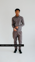 MILANO SIGNATURE POLOSHIRT MET LANGE MOUWEN - GRIJS