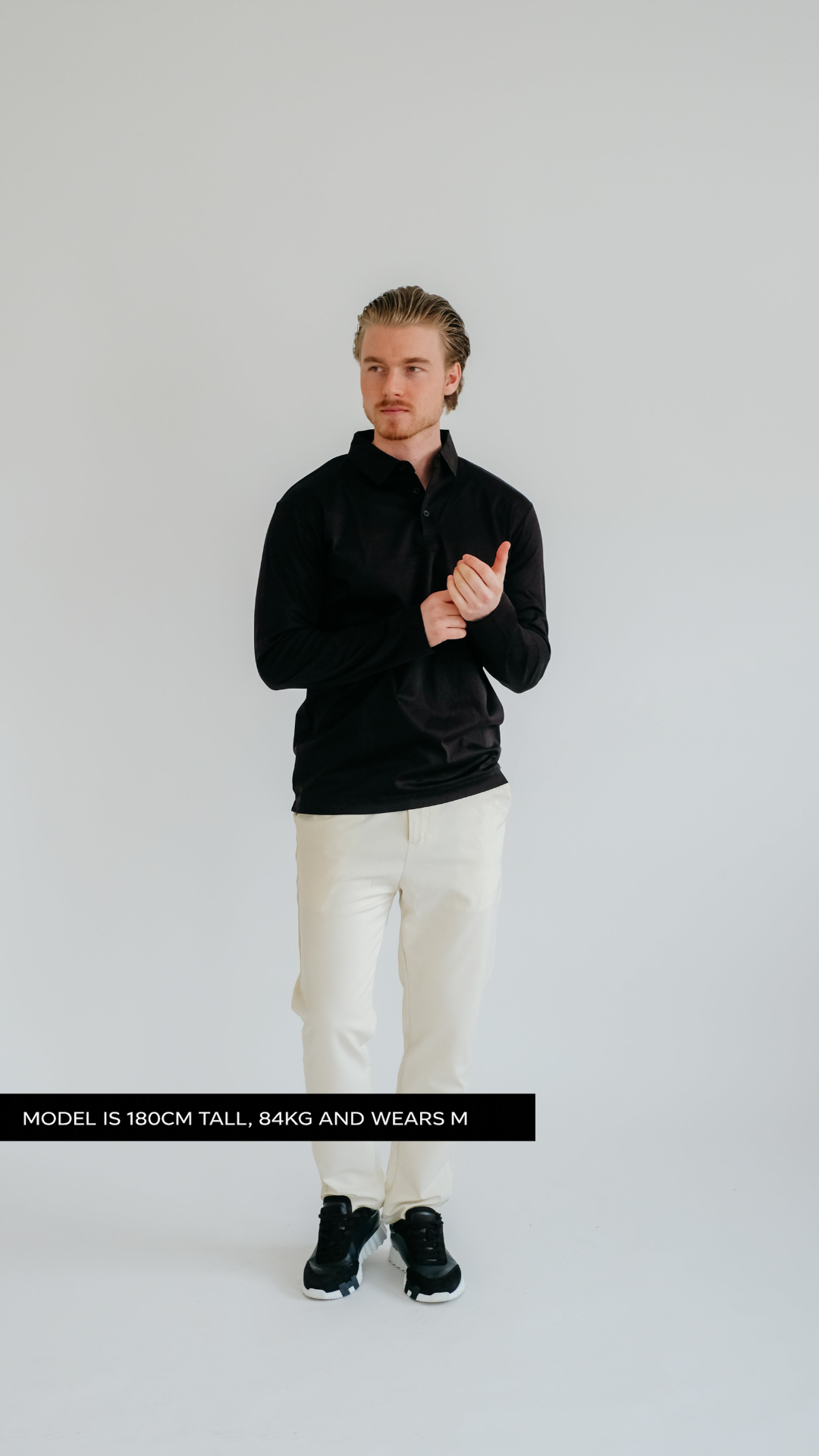 MILANO SIGNATURE POLO MIT LANGEN ÄRMELN – SCHWARZ