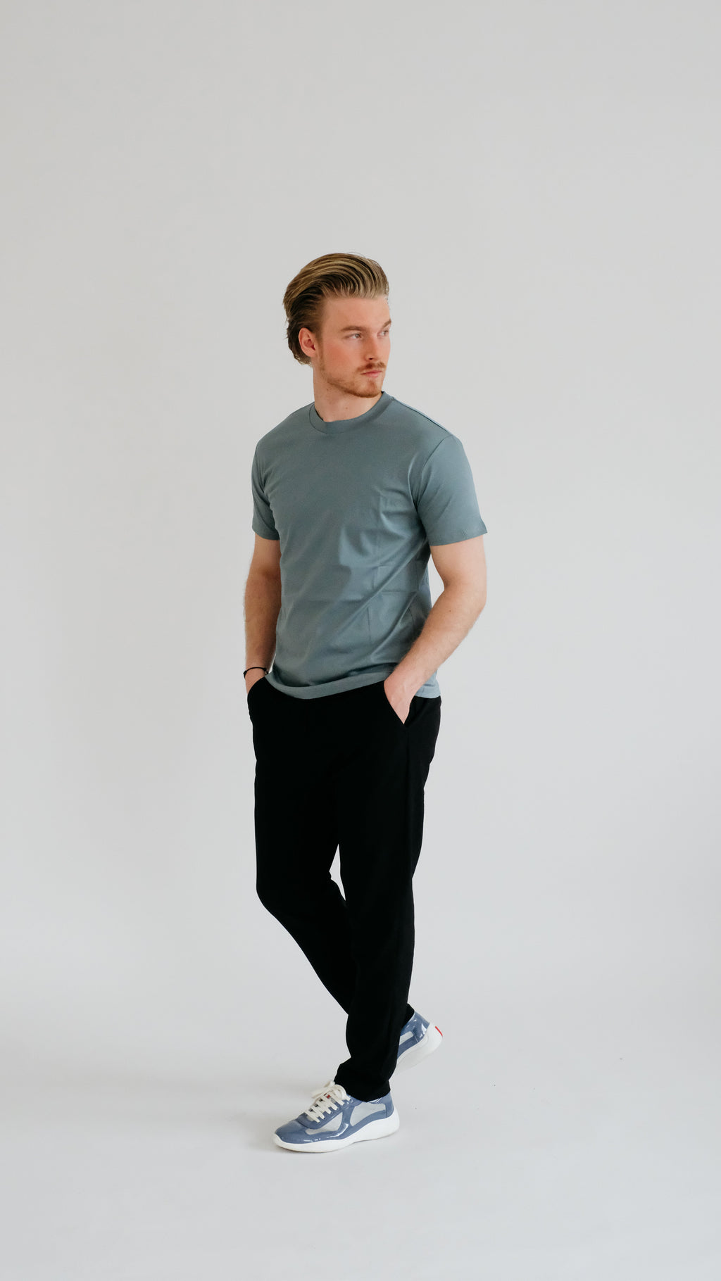 PURO SUPIMA MERCER T-SHIRT - GRIJS-BLAUW