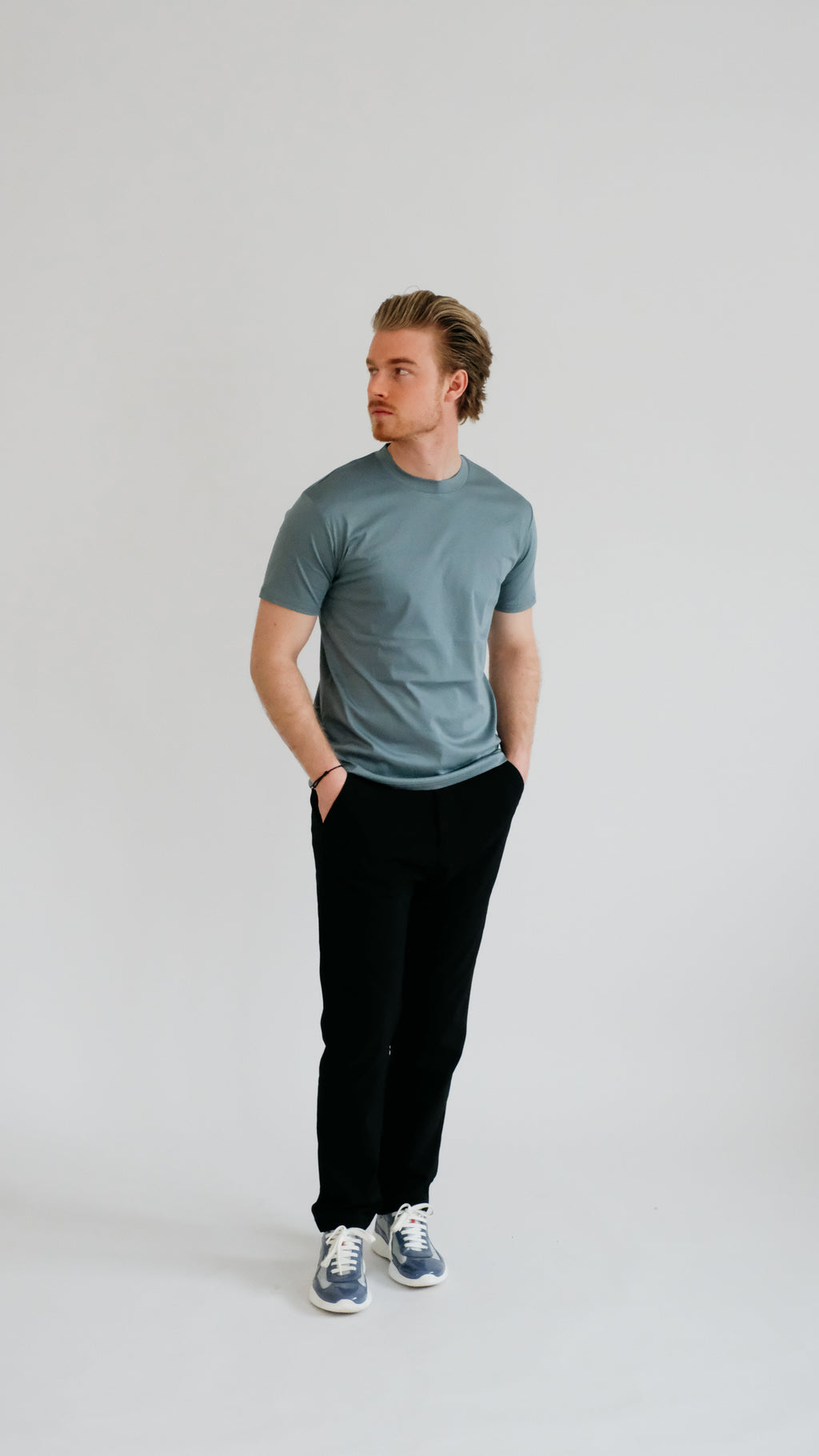 PURO SUPIMA MERCER T-SHIRT - GRIJS-BLAUW