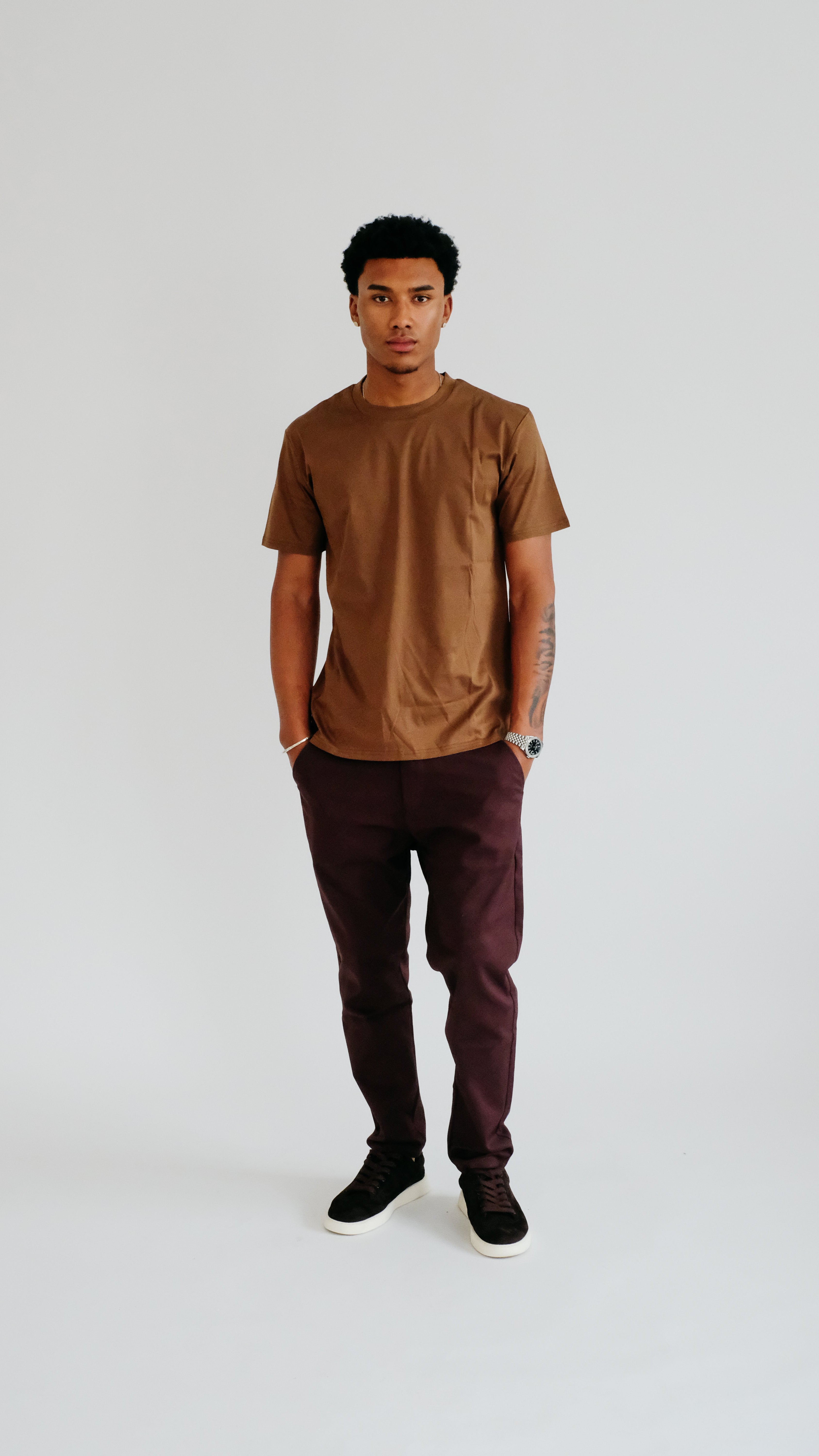 PURO SUPIMA MERCER TEE - BROWN