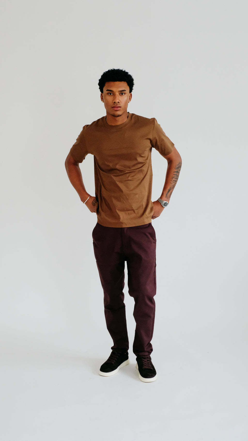 PURO SUPIMA MERCER TEE - BROWN