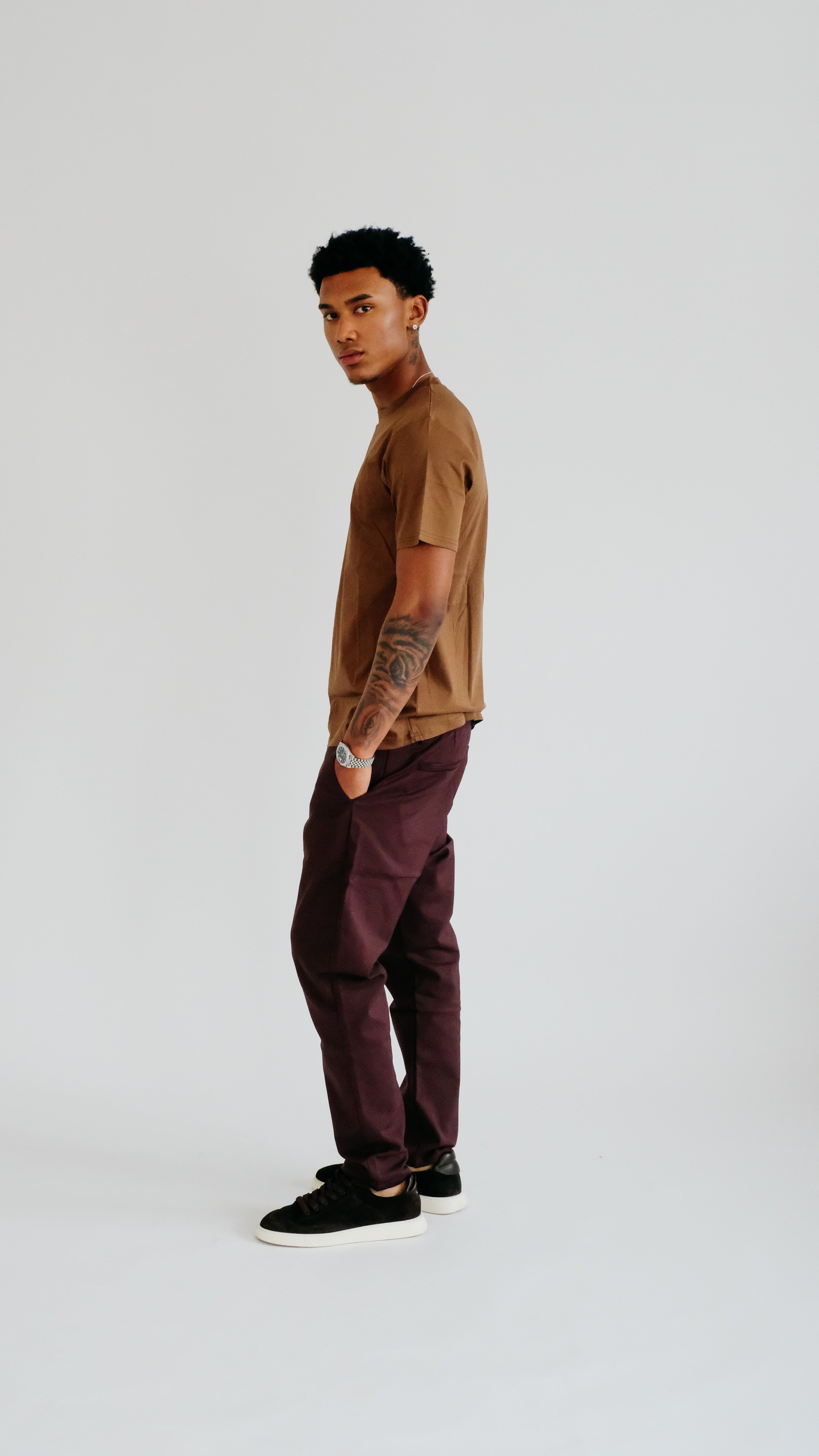 PURO SUPIMA MERCER TEE - BROWN