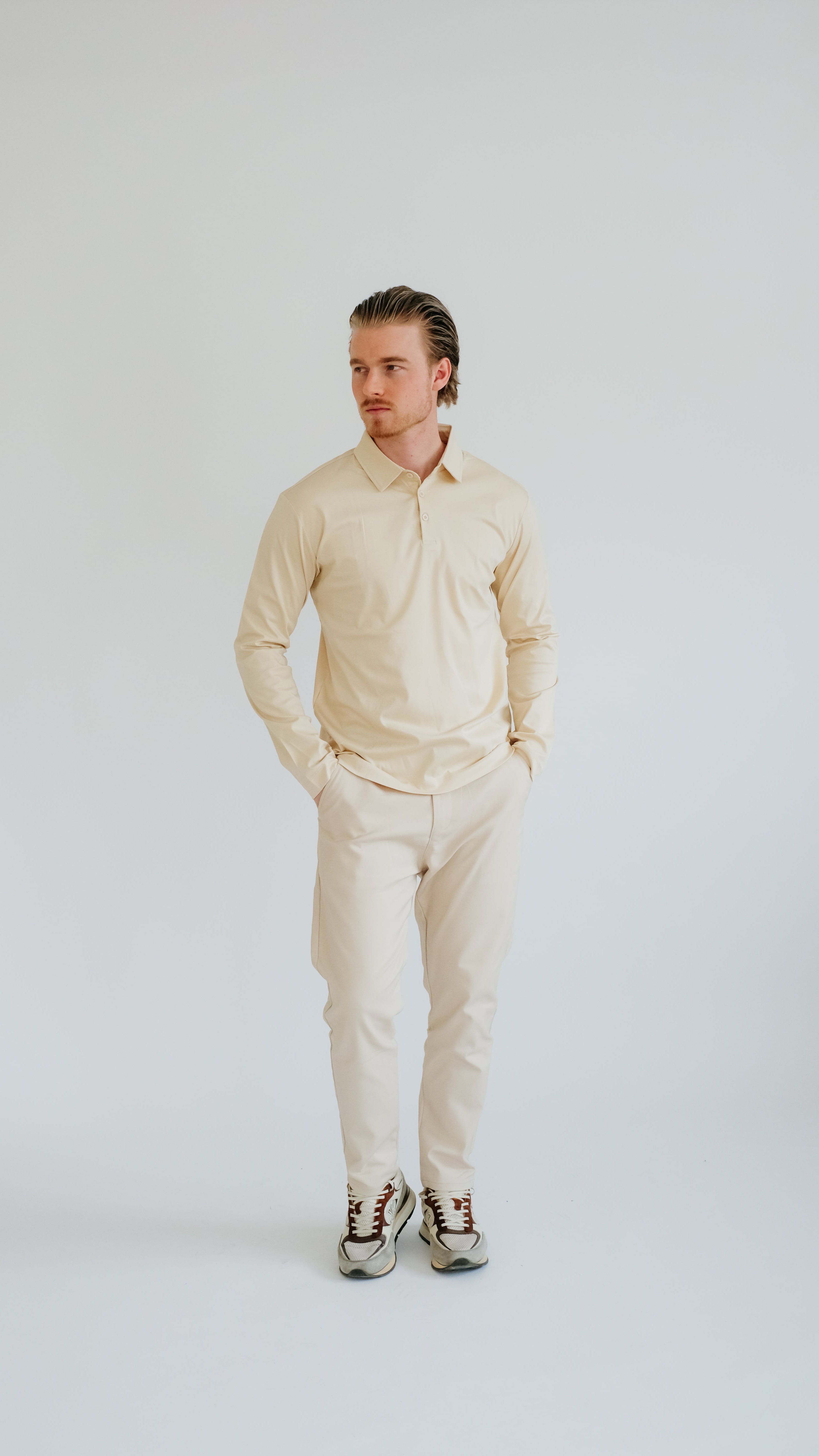 MILANO SIGNATURE POLO MIT LANGEN ÄRMELN – BEIGE