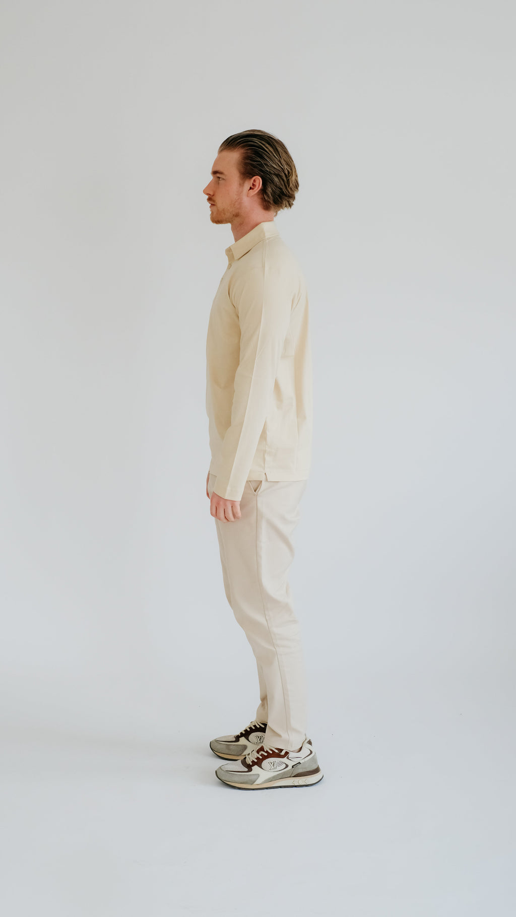 MILANO SIGNATURE POLO MIT LANGEN ÄRMELN – BEIGE