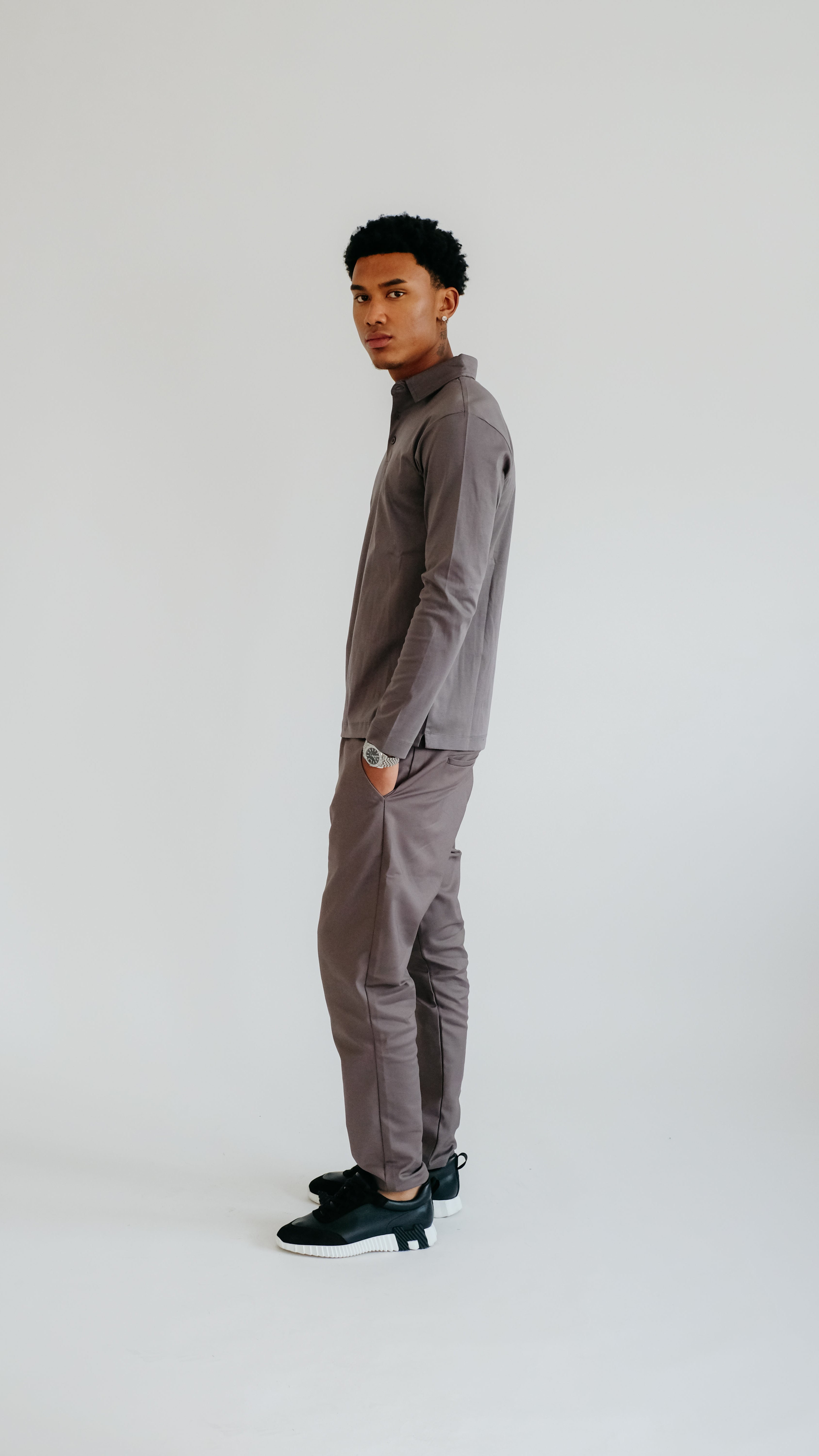 MILANO SIGNATURE POLO MIT LANGEN ÄRMELN – GRAU