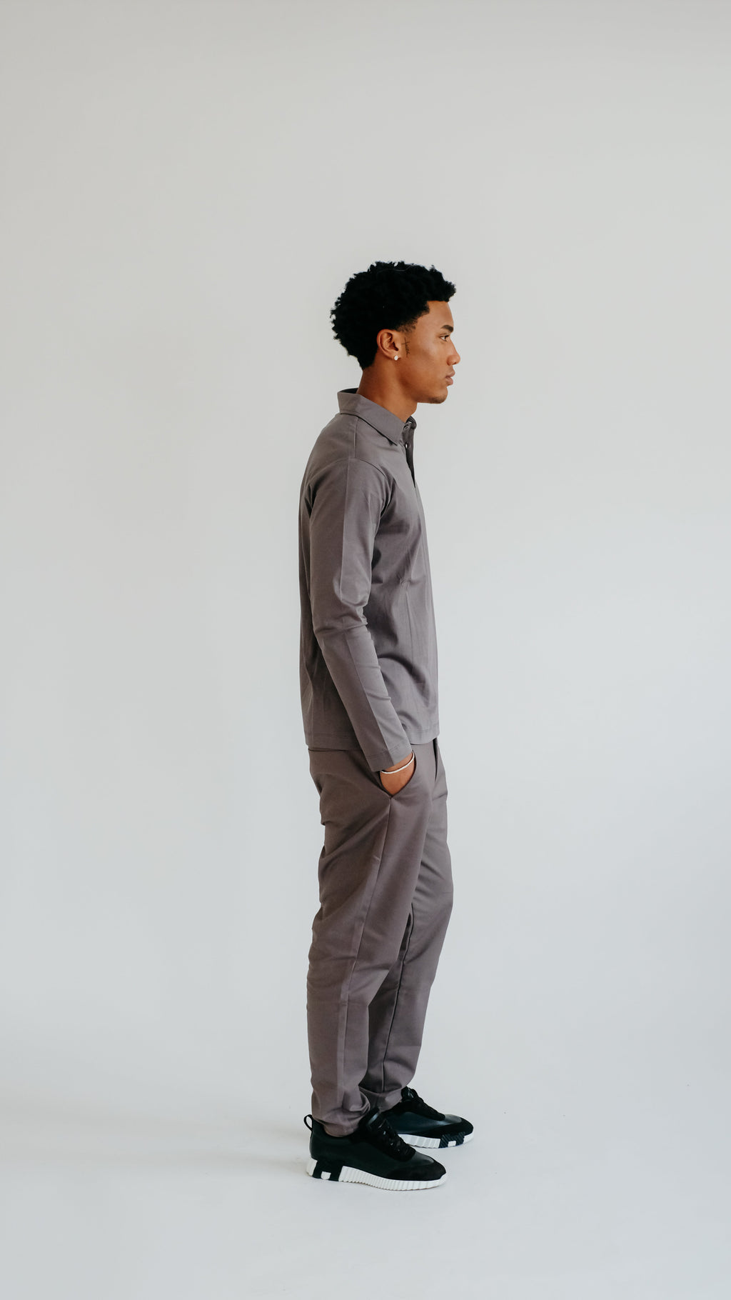 MILANO SIGNATURE POLOSHIRT MET LANGE MOUWEN - GRIJS