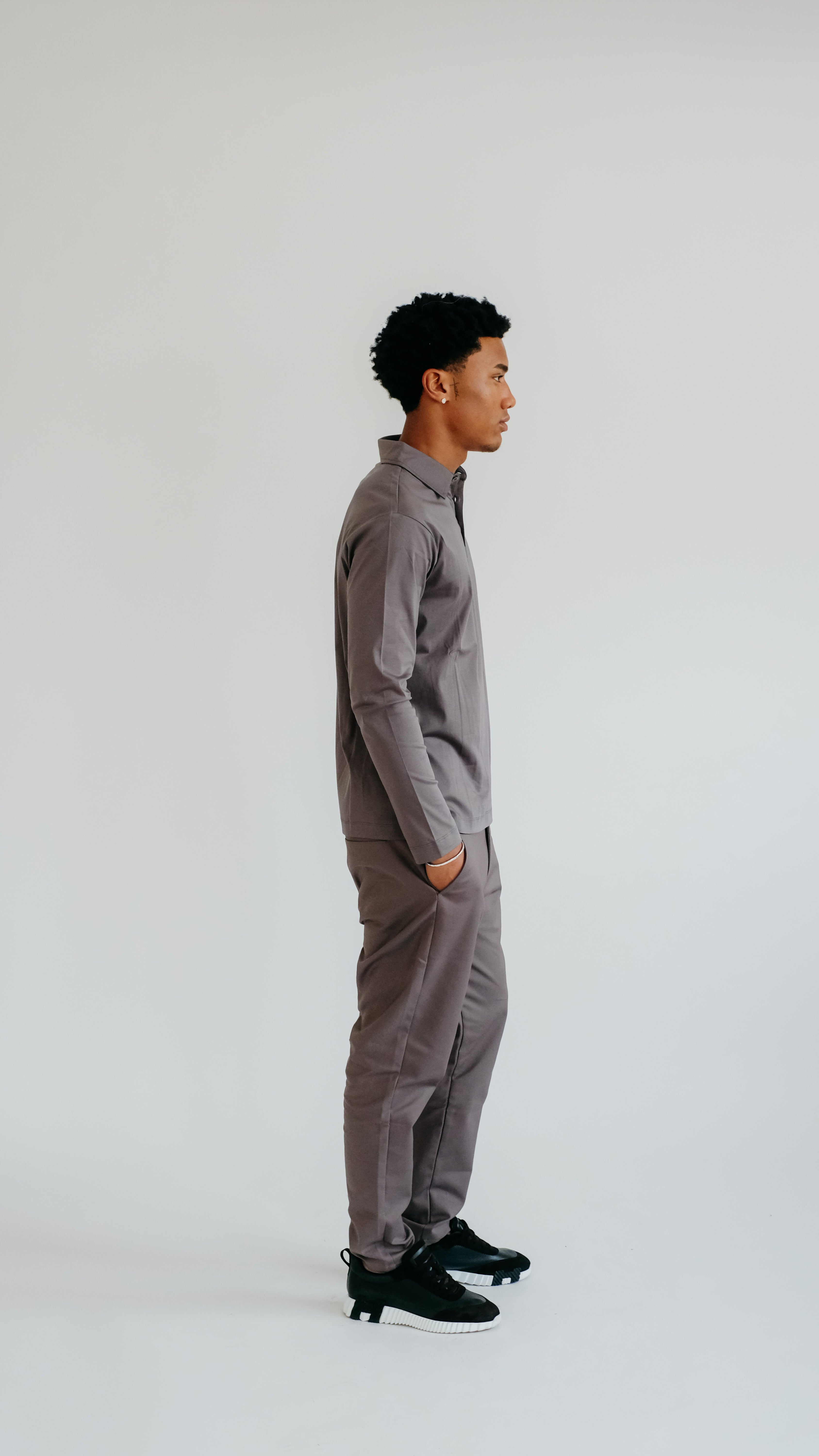 MILANO SIGNATURE POLOSHIRT MET LANGE MOUWEN - GRIJS