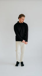 MILANO SIGNATURE POLOSHIRT MET LANGE MOUWEN - ZWART